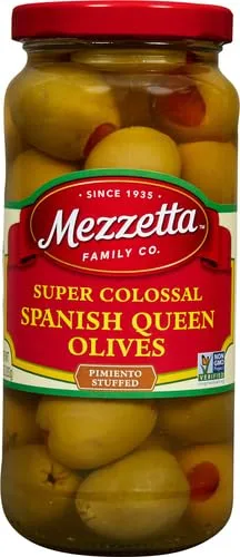 Mezzetta Spanich Queen Olives, Super Colossal Pimento Stuffed, 10 Ounce