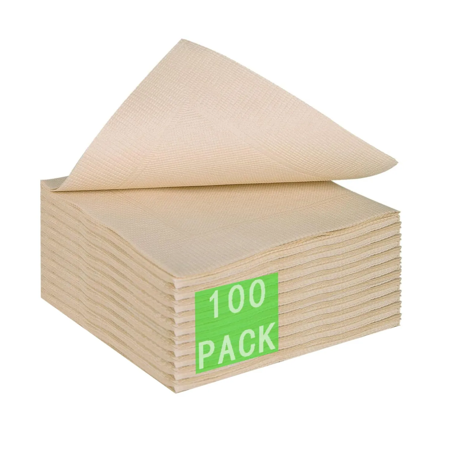 100 Pcs Compostable Paper Napkins 13 x 13 In, Disposable Napkins Unbleached 2-ply for Picnic Lunch Dinner Wedding Party Birthday and Every Day Use