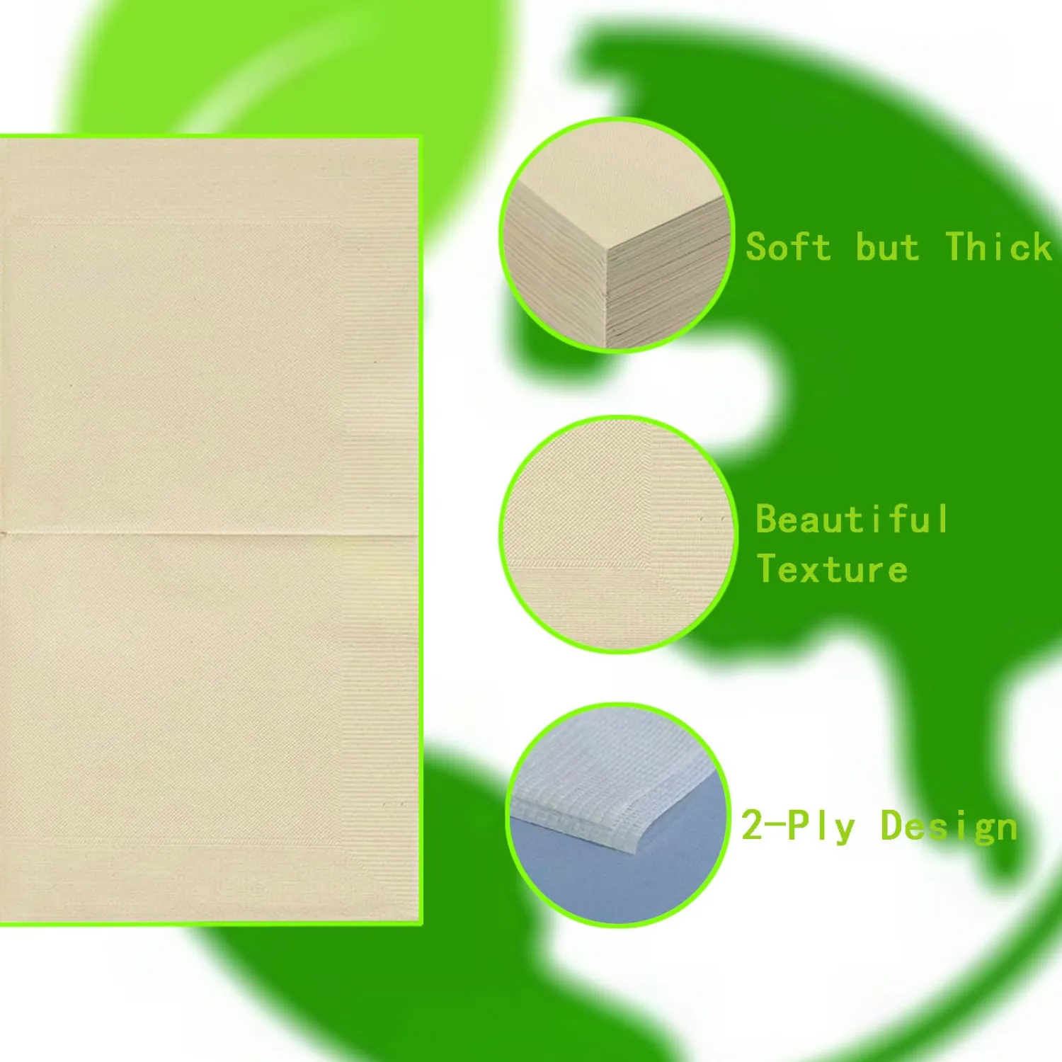 100 Pcs Compostable Paper Napkins 13 x 13 In, Disposable Napkins Unbleached 2-ply for Picnic Lunch Dinner Wedding Party Birthday and Every Day Use