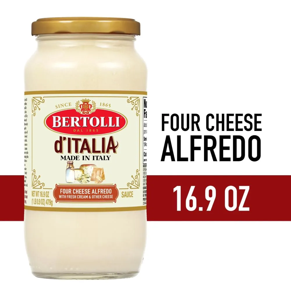 Bertolli d'Italia Four Cheese Alfredo Sauce, Italian Spaghetti Sauce, 16.9 oz