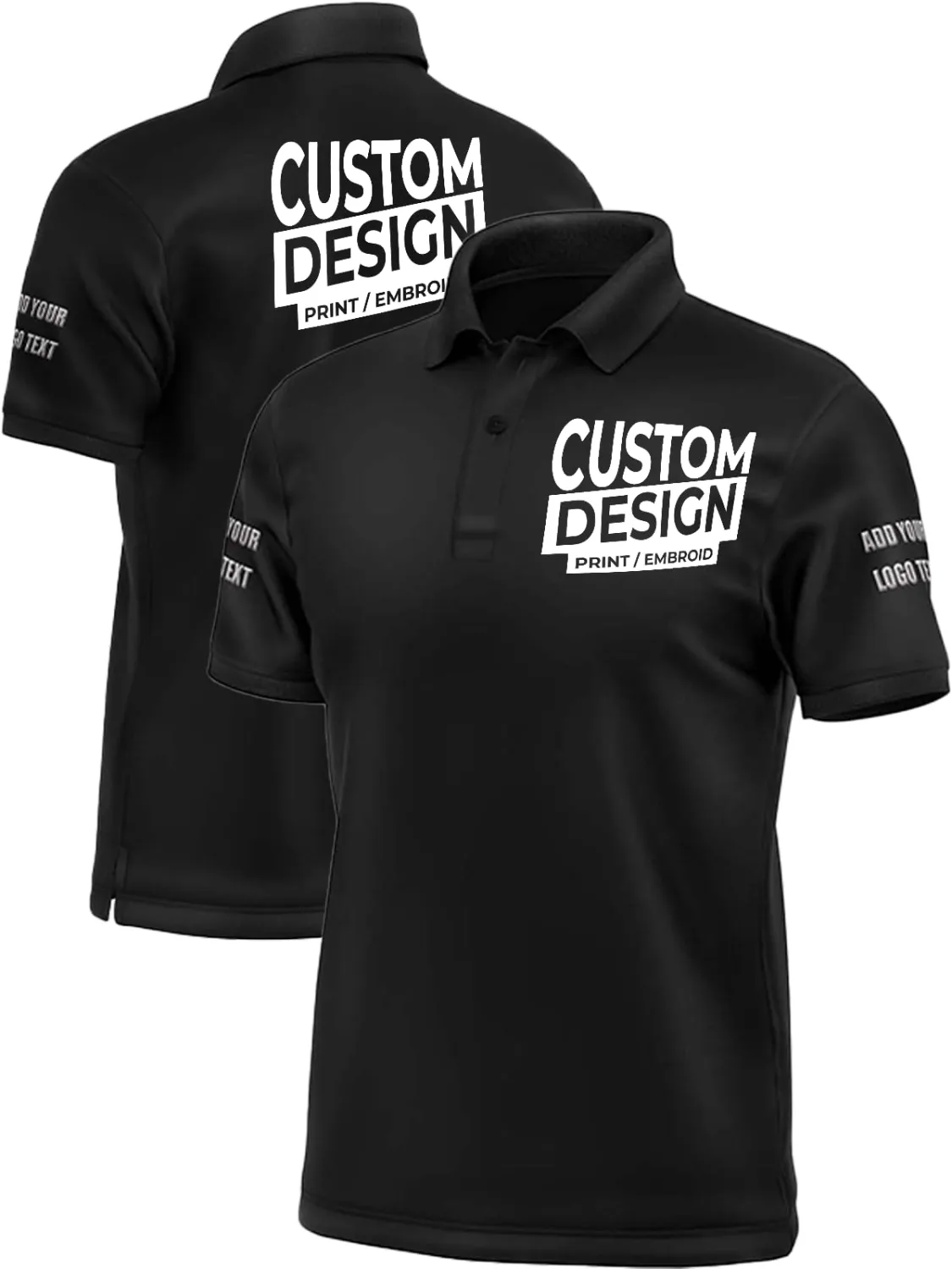 Custom Polo Shirts for Men Personalized Polo Shirt Print Design Your Own Text Logo Name T-Shirts