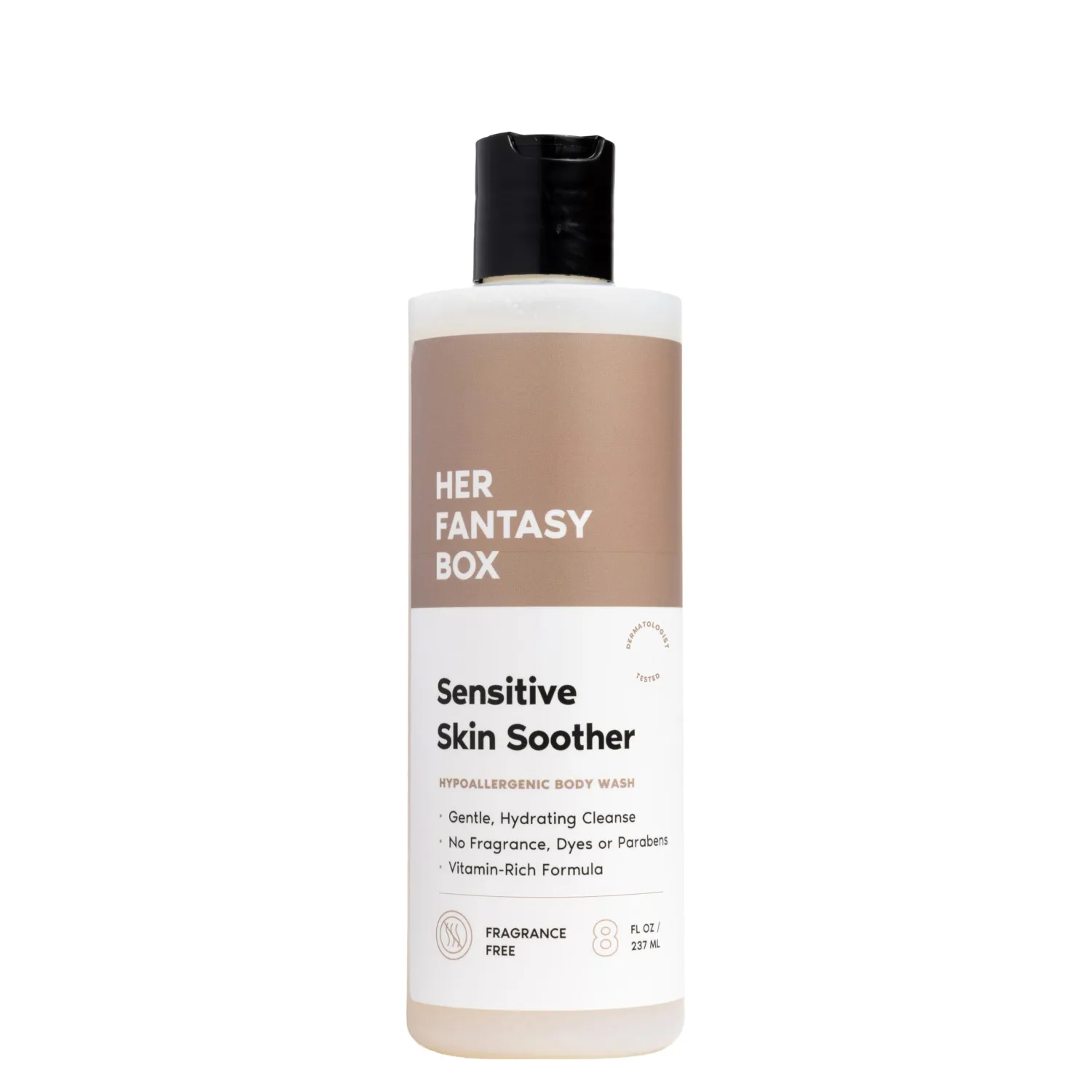 Her Fantasy Box | Sensitive Skin Soother Gentle Body Wash – Fragrance-Free Probiotic Cleanser with Chamomile, pH Balanced, Vegan & Cruelty Free, 8 oz