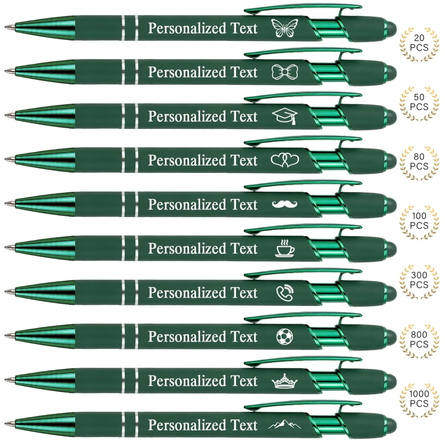 WNNNS Bulk Custom Pens Personalized with Name & Logo, Engraved Birthday Pens with Stylus Tip, Colorful Ballpoint with Stylus Tips, Options for Corporate Gatherings, Events & Business Gifts.
