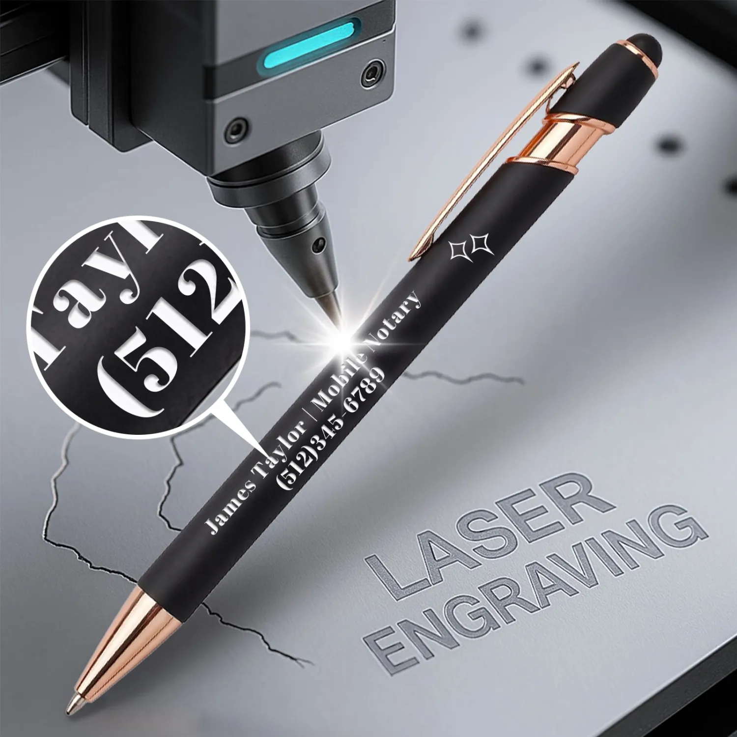 WNNNS Bulk Custom Pens Personalized with Name & Logo, Engraved Birthday Pens with Stylus Tip, Colorful Ballpoint with Stylus Tips, Personalized Birthday Gifts for Men, Women.