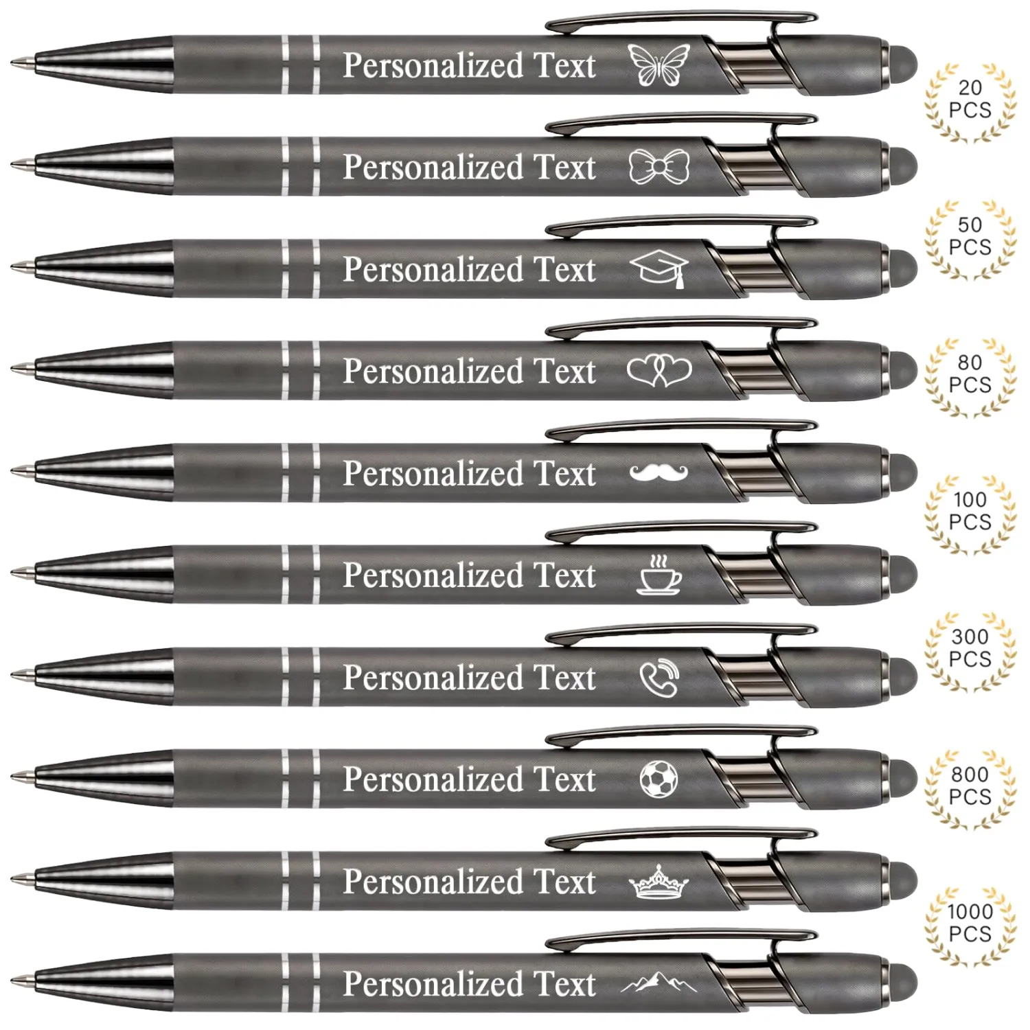 WNNNS Bulk Custom Pens Personalized with Name & Logo, Engraved Birthday Pens with Stylus Tip, Colorful Ballpoint with Stylus Tips, Personalized Gifts for Men,Women,Dad,Mom,Boss,Teacher,Students.