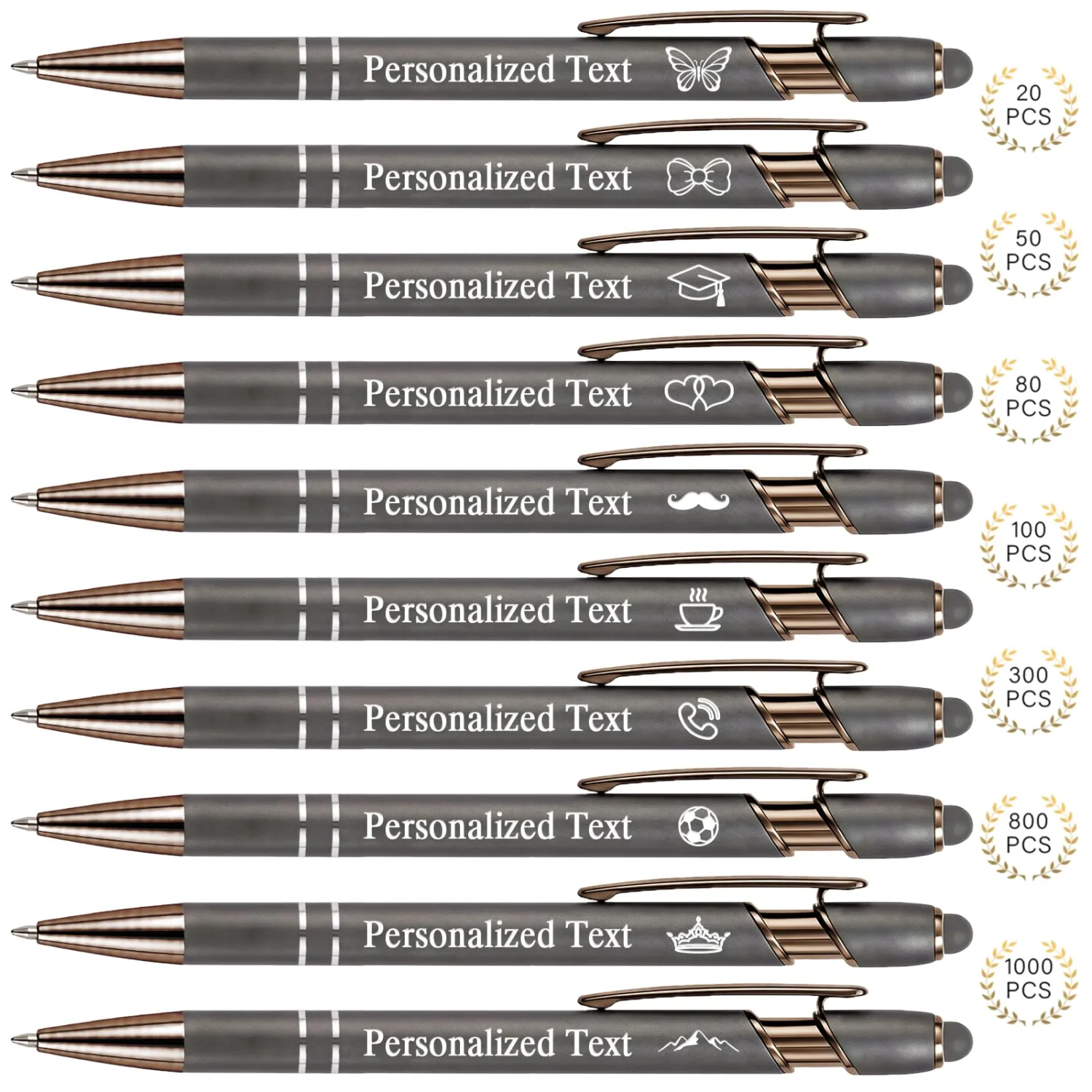 WNNNS Bulk Custom Pens Personalized with Name & Logo, Engraved Promotional Pens with Stylus Tip, Colorful Retractable Ballpoint with Stylus Tips, Personalized Birthday Gifts for Men, Women.