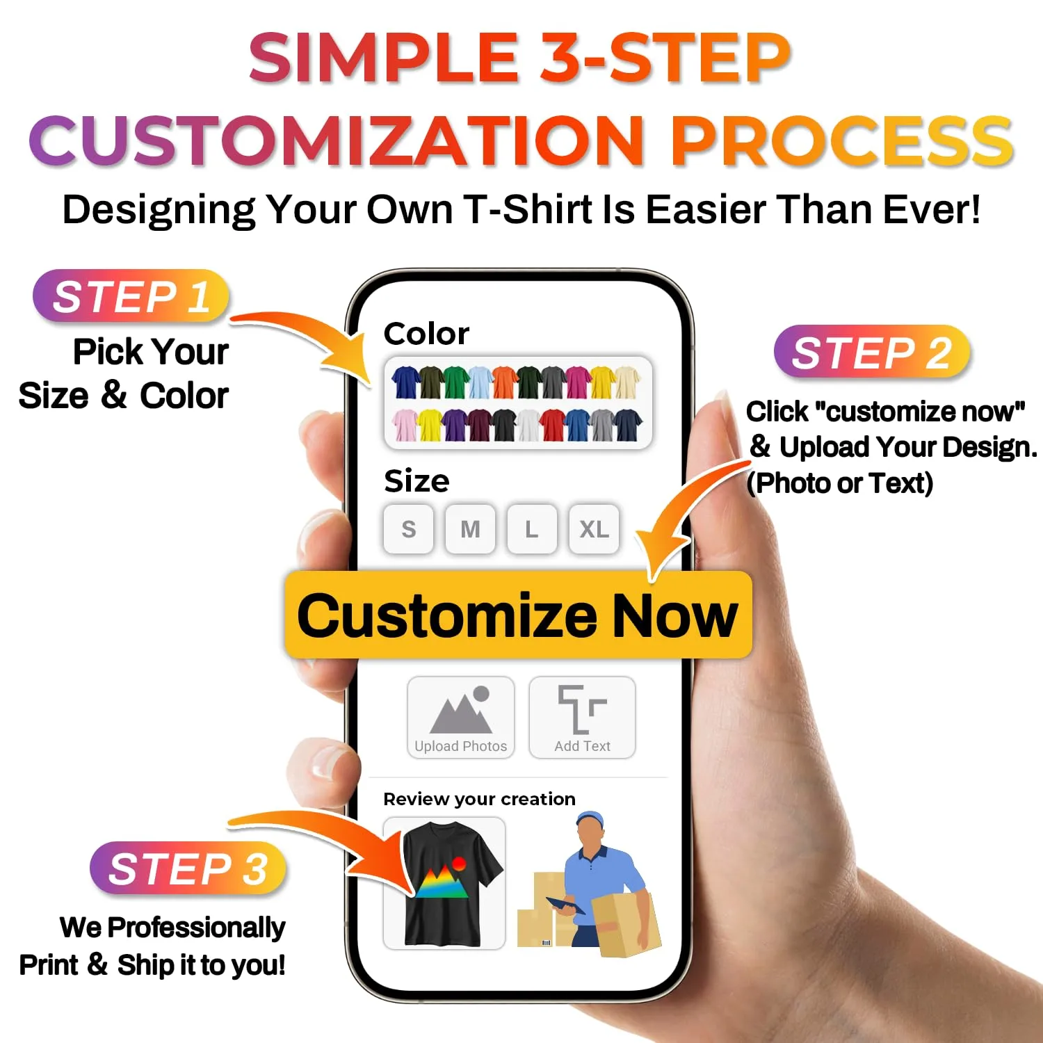 Custom T Shirts Bulk for Men Women Design Your Own Photo/Logo/Text Personalized Cotton T-Shirt Front & Back Print