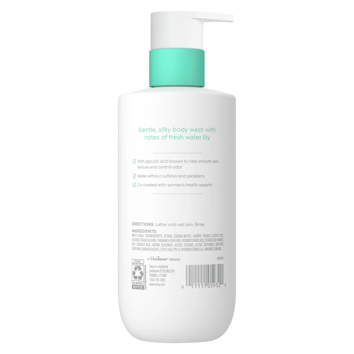 Dove Glycolic Serum Body Wash for Women, 14.2 oz | 2% glycolic acid body wash that helps control odor, smooth skin texture and support freshness during hormonal changes