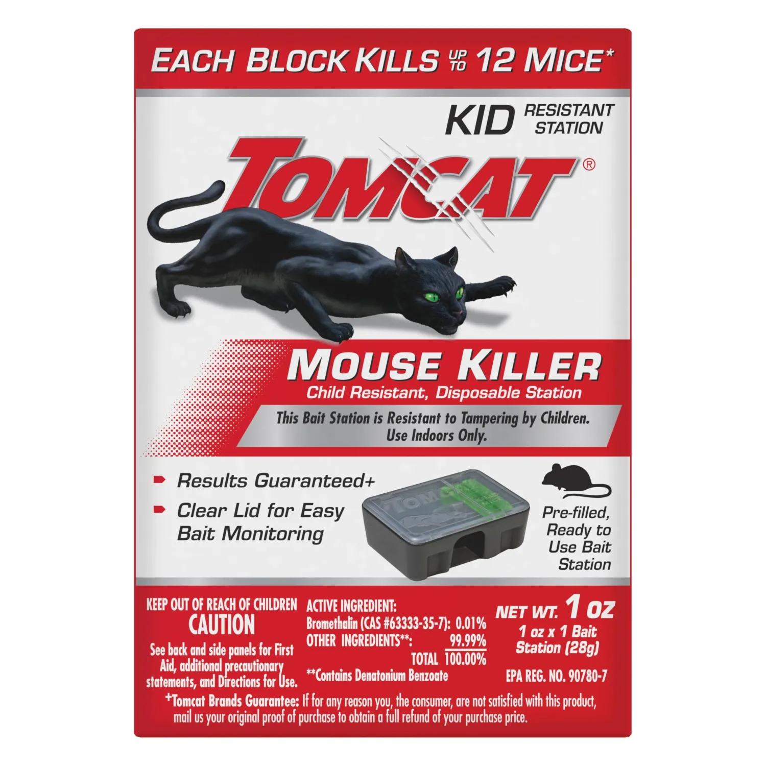 Tomcat Mouse Killer Child Resistant, Disposable Station, 1 Pre-Filled Ready-To-Use Bait Station