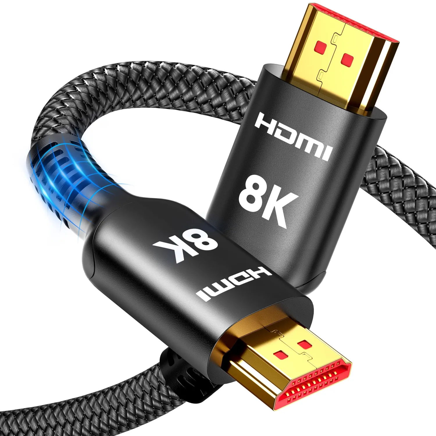 Highwings 10K 8K 4K HDMI Cable 48Gbps 8 FT, Ultra High Speed HDMI Cable 4K 240Hz 144Hz 120Hz 8K60Hz 0.01ms HDR10+ eARC HDCP2.3 for PS5 DVD Player PC Monitor Projector and More