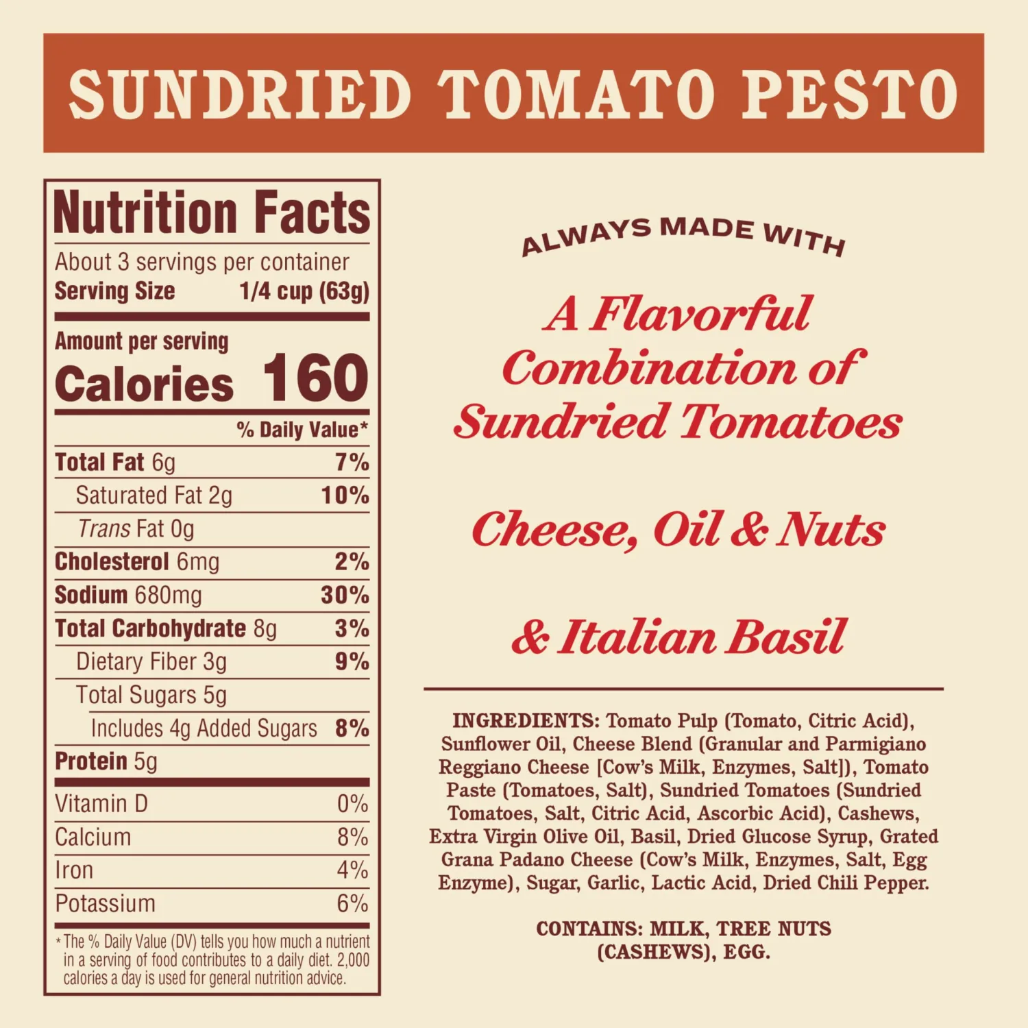 Rao's Homemade Sun Dried Tomato Pesto Sauce, 6.7 oz
