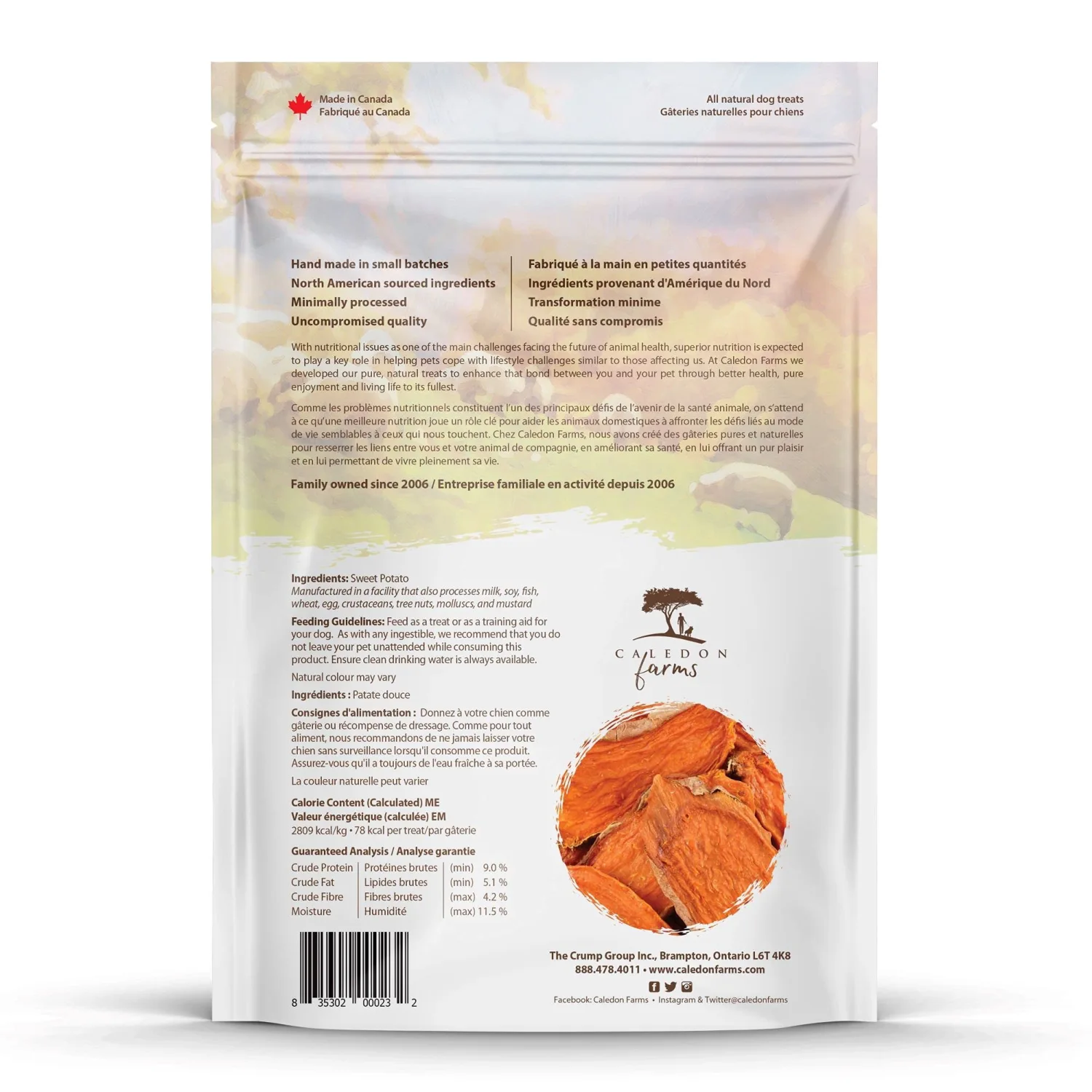 Caledon Farms Sweet Potato Chews for Dogs 9.3 OZ (Pack of 2)