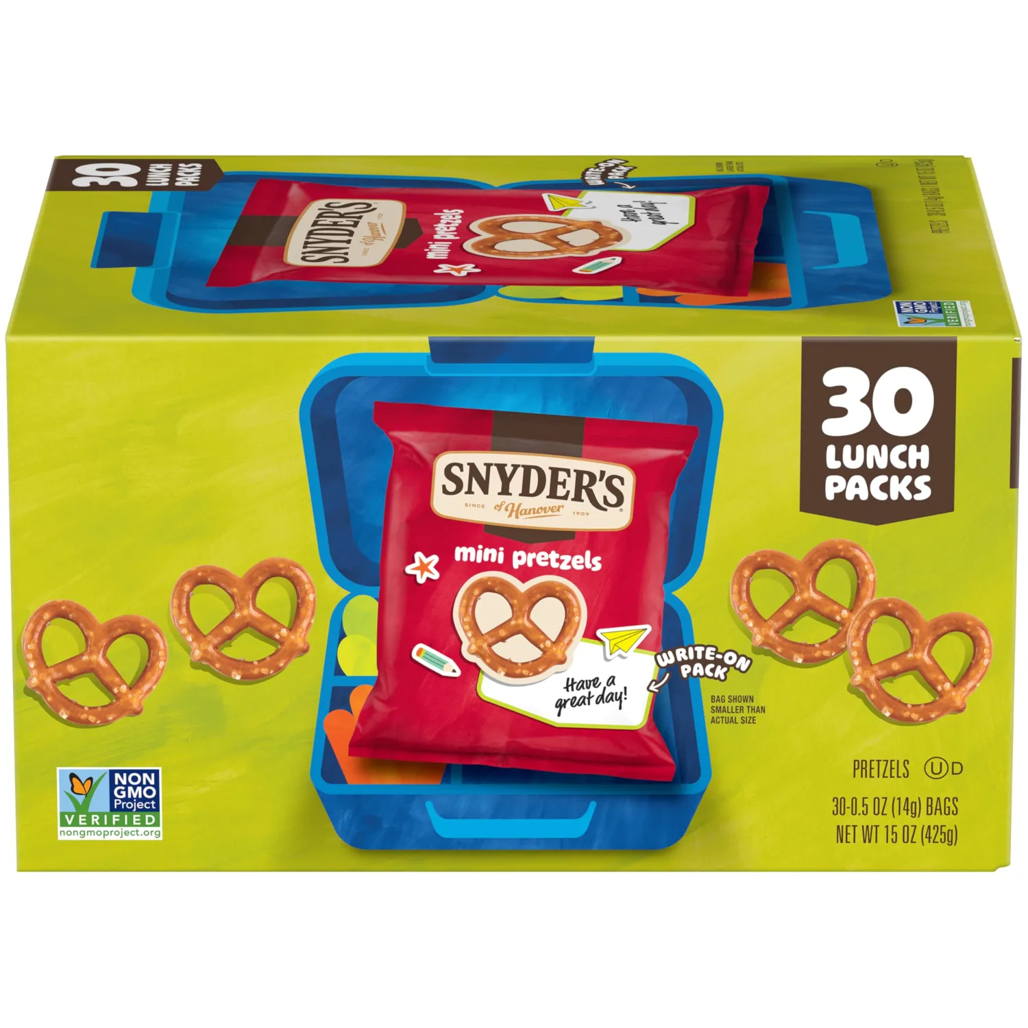 Snyder's of Hanover Back to School Mini Pretzels, 30 Count 0.5 Oz