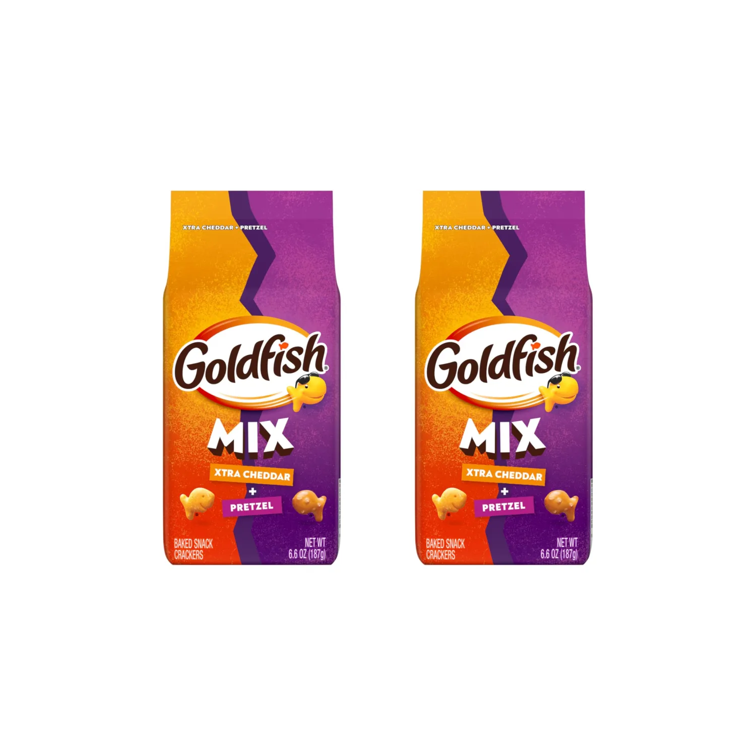 Goldfish Mix Pretzel + Flavor Blasted Xtra Cheddar Cheese Crackers, 6.6 Oz Bag (Pack of 2)