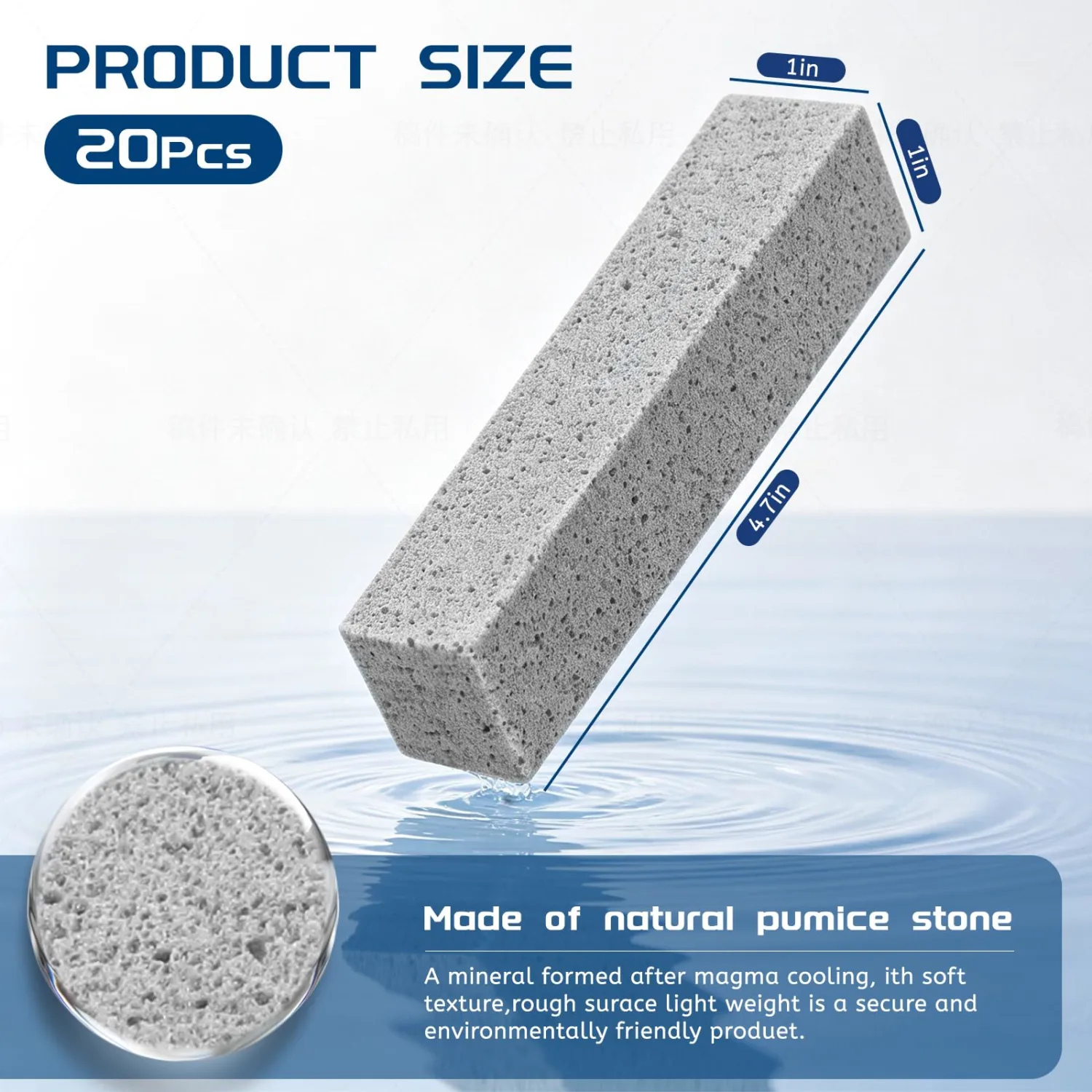 20 Pack Pumice Stone Toilet Bowl Cleaner, Heavy Duty Pumice Stone for Cleaning Hard Water Stains, Toilet Pumice Cleaner for Toilets, Bathtubs, Sinks, Grills and Bathroom Cleaning Supplies