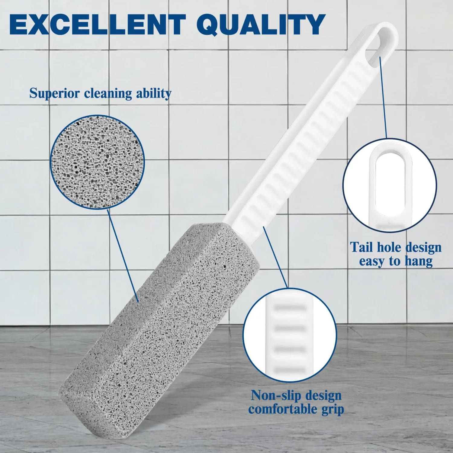 2 Pack Pumice Stone Toilet Bowl Cleaner with Long Handle | Powerfully Removes Toilet Bowl Rings, Rust & Lime, Ideal for Toilet Brush, BBQ Grills, Sink, Pool, Bathroom