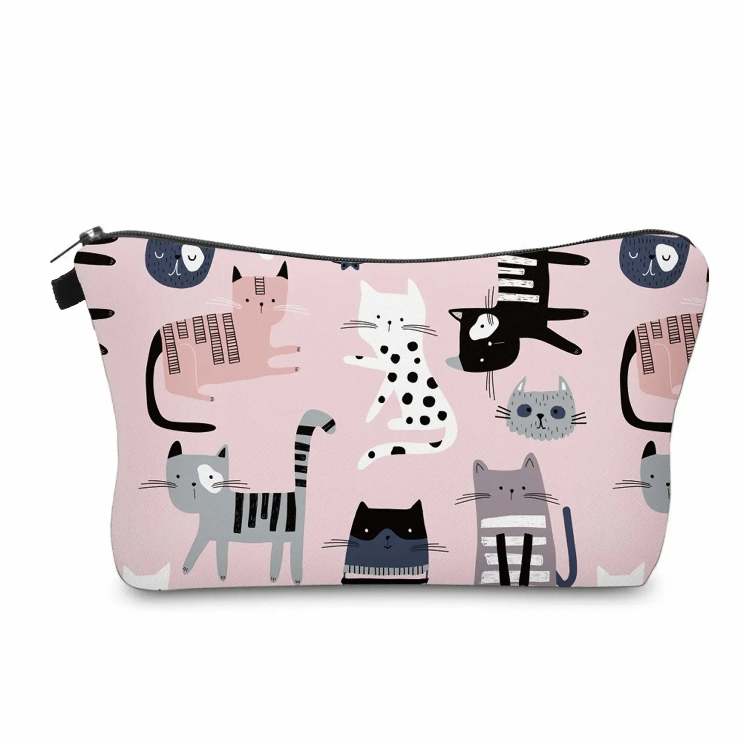 Cute Travel Makeup Bag Cosmetic Bag Small Pouch Gift for Women (Pink Cat)