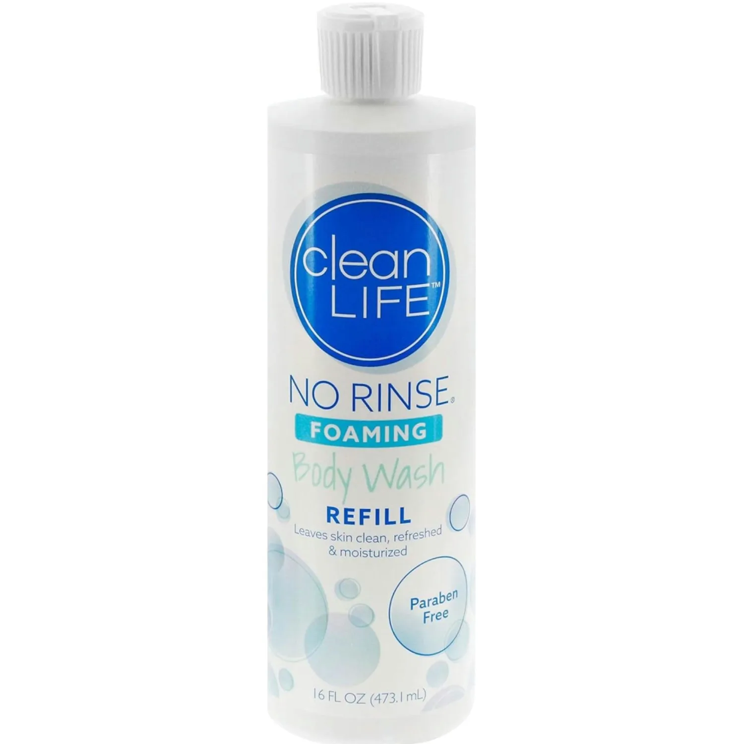 No-Rinse Foaming Body Wash, 16 fl Oz Refill Waterless, Rinse Free Foam Cleanser Leaves Skin Clean and Moisturized - Effective Perineal Wash Providing Cleansing Foam for Elderly, Adults, Camping