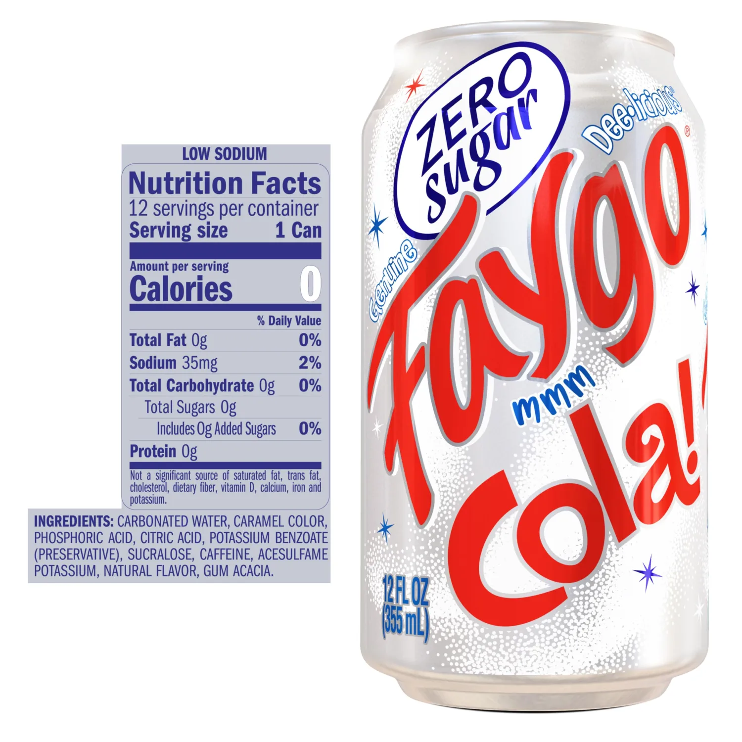 Faygo Zero Sugar Cola | 12-Pack of 12oz Cans | Diet Cola with Bold Flavor | Zero Calories | Caffeinated & Refreshing