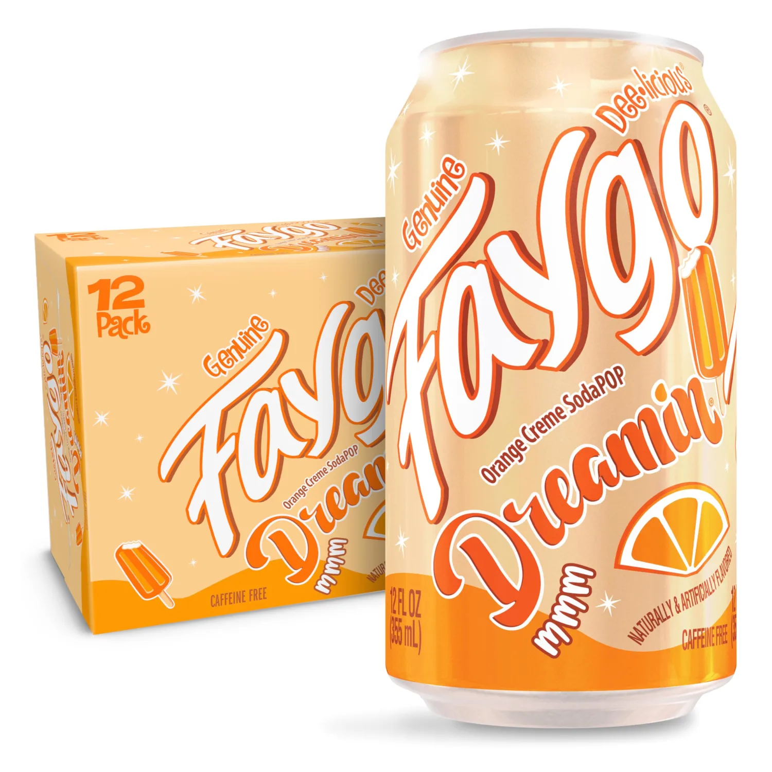 Faygo Dreamin' Soda | Vanilla Cream Flavor with a Whipped Twist | 12-Pack of 12oz Cans | Caffeine-Free, Creamy, Sweet Soft Drink for Chill, Dreamy Vibes