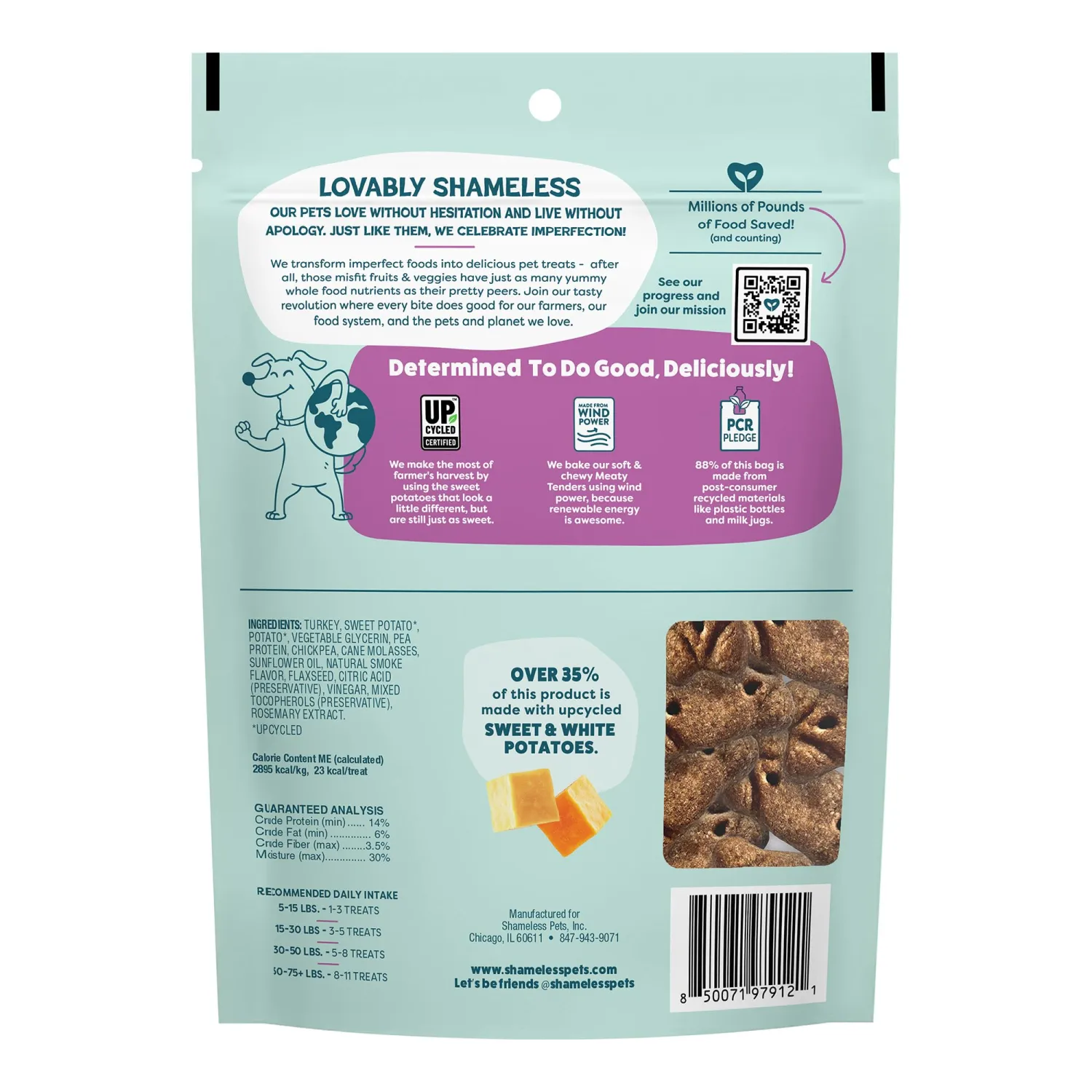 Shameless Pets Soft & Chewy Dog Treats, Talk'n Turkey Meaty Tenders, 8oz – Real Turkey is 1st Ingredient – Grain Free, No Corn or Soy – Digestive Support – for Small, Medium & Large Dogs
