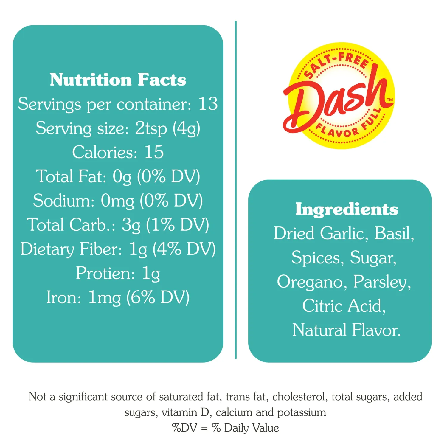 Dash Salt-Free Pasta Seasoning Blends, Mediterranean, 1.9 Ounce