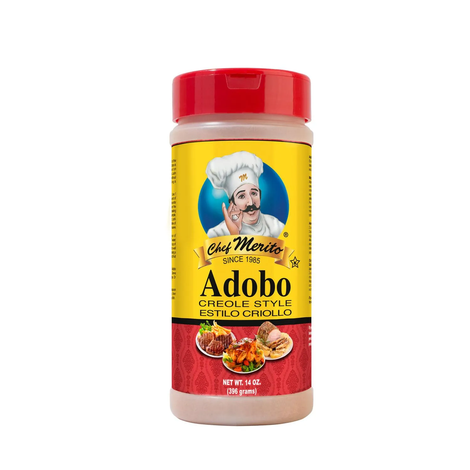 Chef Merito Adobo Seasoning 14 oz | Classic All-Purpose Latin Blend | Great for Grilling, Roasting & Frying | Authentic Latin Flavor Since 1985