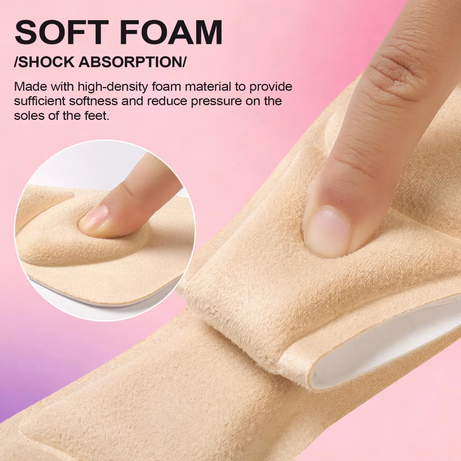 Ashoesert 3/4 Invisible High Heel Cushion Inserts for Women Shoe Pads | Women Soft Heel Cushion Pads, Anti Slip Shoe Pads for Sandals,Comfort Shock Absorbing Heel Insoles Shoe Cushions Protector