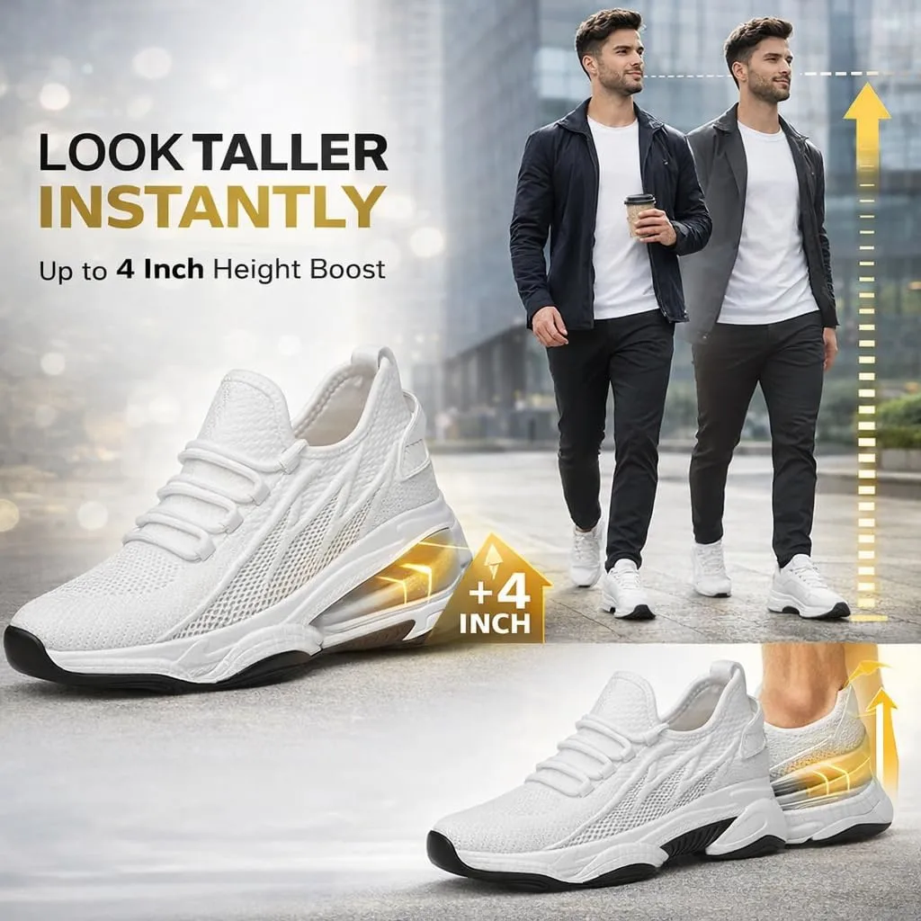 4 Inch Hidden Height Increase Sneakers,Lightweight Breathable Non-Slip Walking Shoes