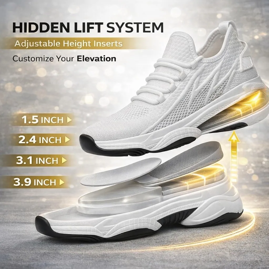 4 Inch Hidden Height Increase Sneakers,Lightweight Breathable Non-Slip Walking Shoes