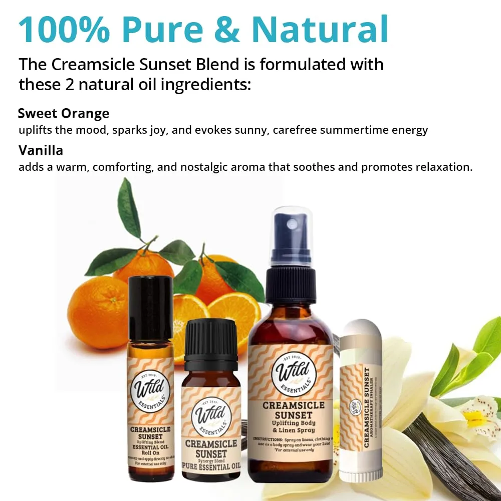 Wild Essentials Creamsicle Sunset 100% Pure Essential Oil Synergy Blend, 10ml, Therapeutic Grade, Use for Mood Boost, Motivation, Happiness, Optimism, Made and Bottled in The USA
