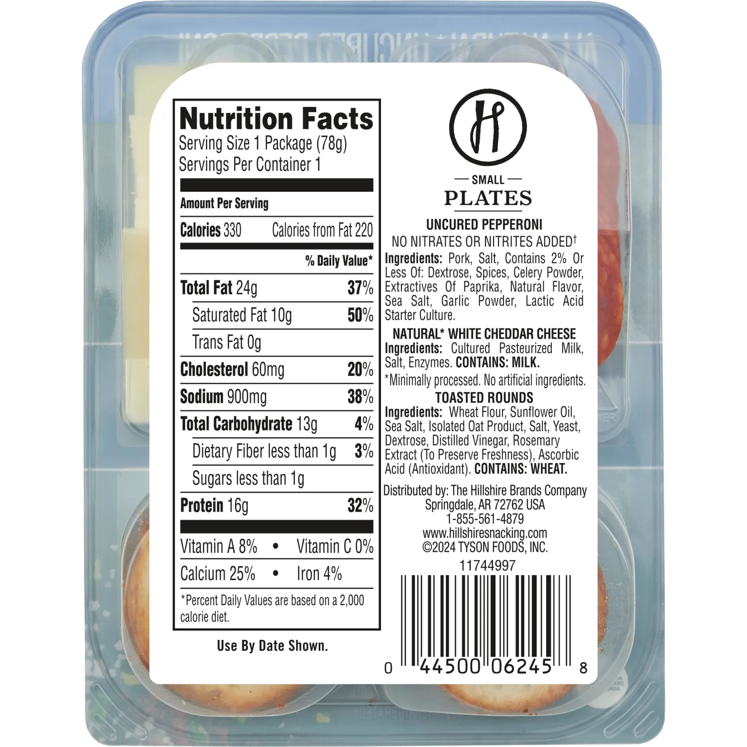 Hillshire Snacking All Natural Uncured Pepperoni Deli Lunch Meat with Natural White Cheddar Cheese, 2.76 Oz