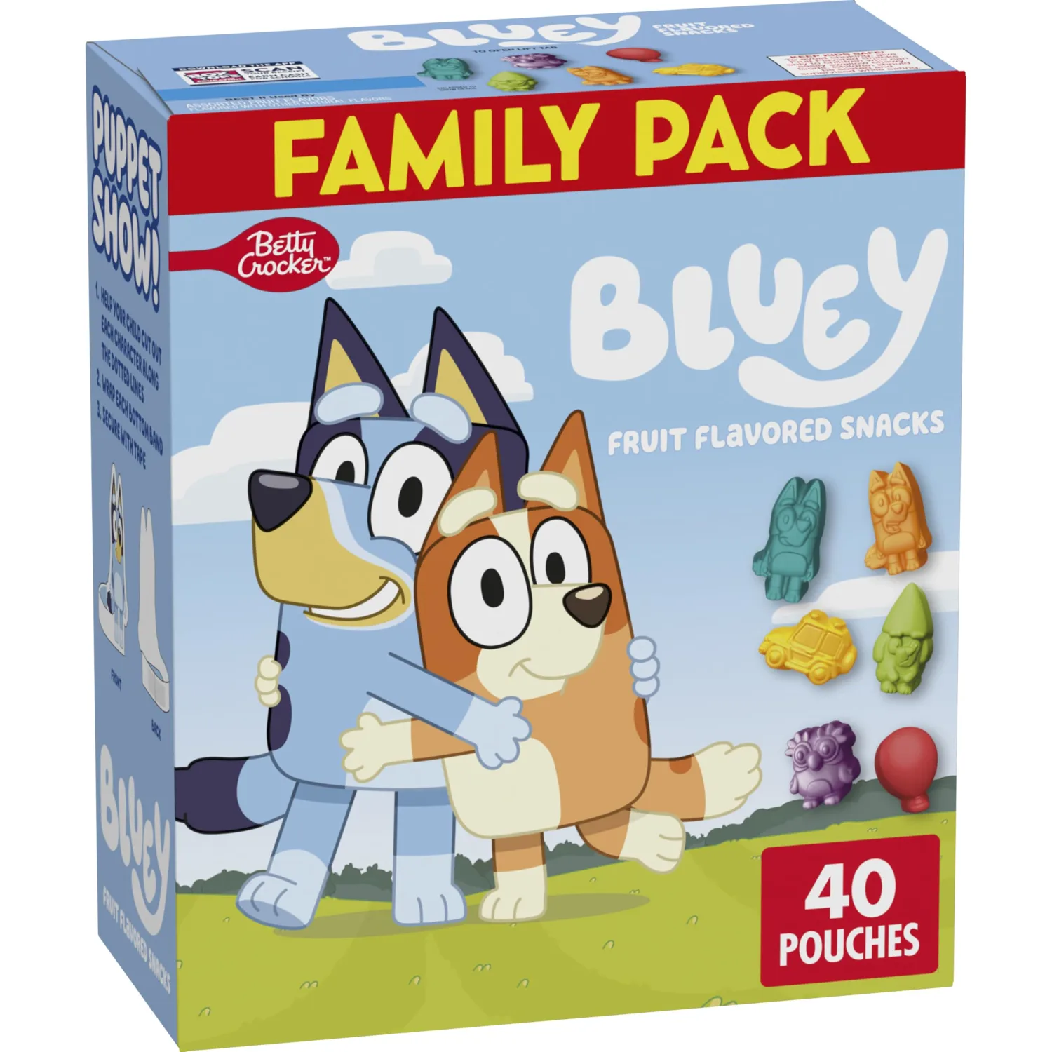 Bluey Fruit Flavored Snacks, Gluten Free, Kids Snacks, Family Pack, 40 Ct, 32 oz