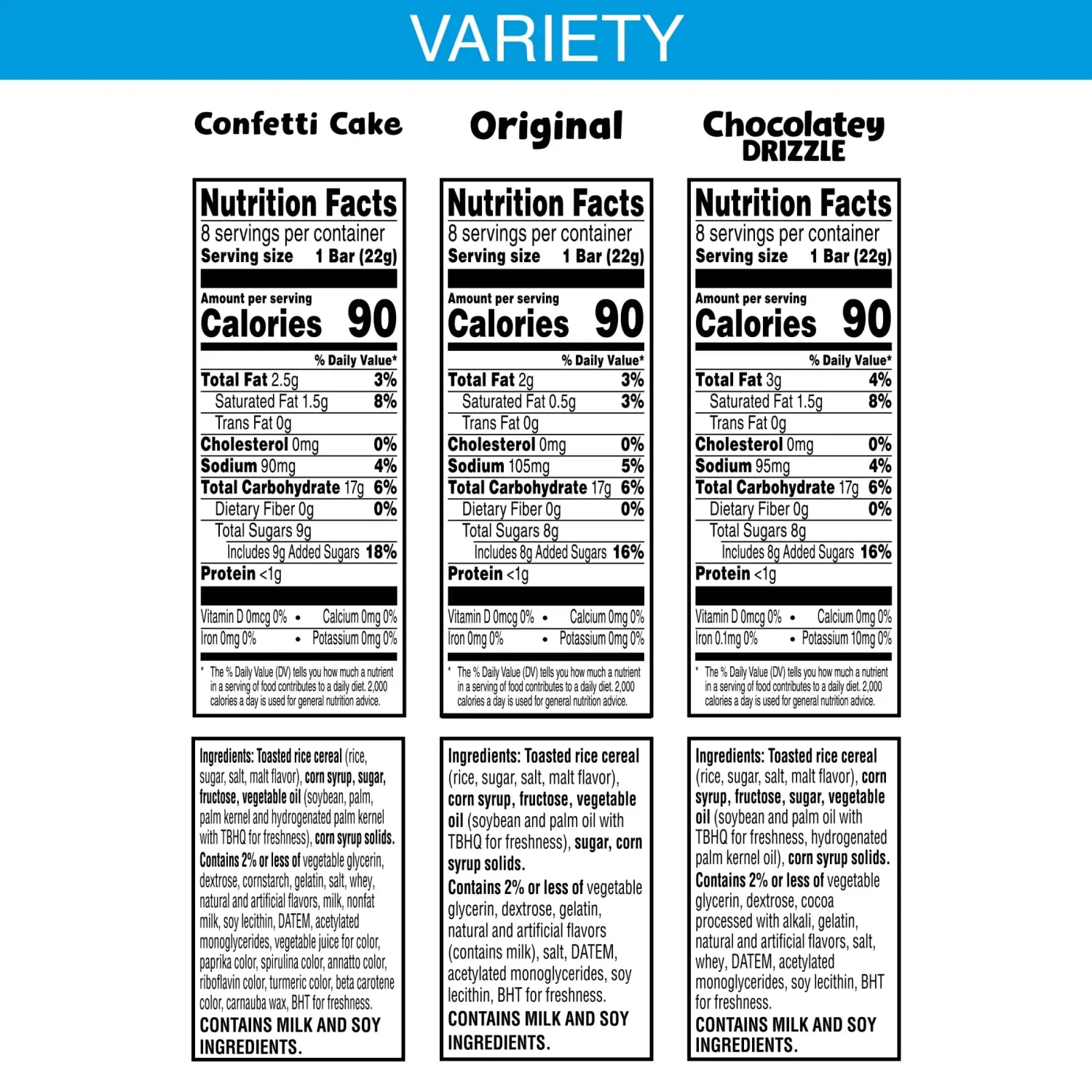 Rice Krispies Treats Crispy Marshmallow Squares, Kids Snacks, Cereal Bars, Variety Pack, 18.6oz Box (24 Bars)