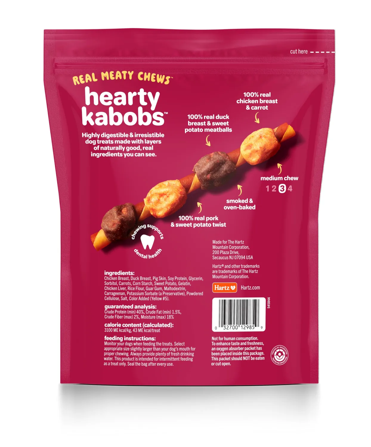 Oinkies Hearty Kabobs Rawhide‑Free Dog Treats, 18 Count