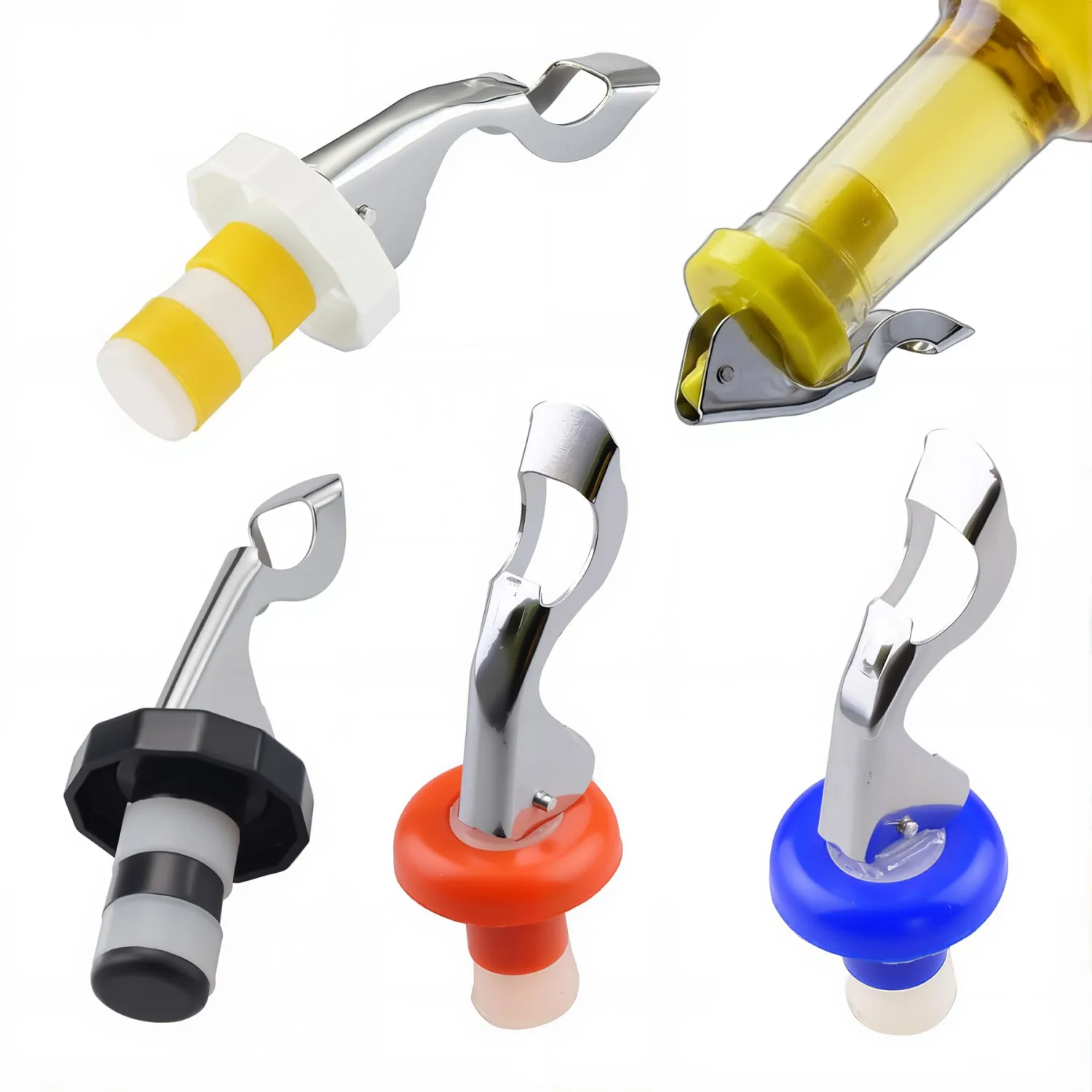 5 Pack Wine Bottle Stoppers for Glass Bottles, Soda Bottle Fizz Keeper Caps | Open, seal and save unfinished wine, soda, champagne and carbonated drinks with reusable fizz keeper caps and bottle opener