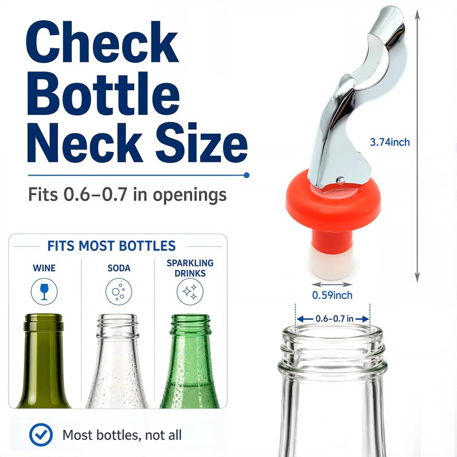 5 Pack Wine Bottle Stoppers for Glass Bottles, Soda Bottle Fizz Keeper Caps | Open, seal and save unfinished wine, soda, champagne and carbonated drinks with reusable fizz keeper caps and bottle opener