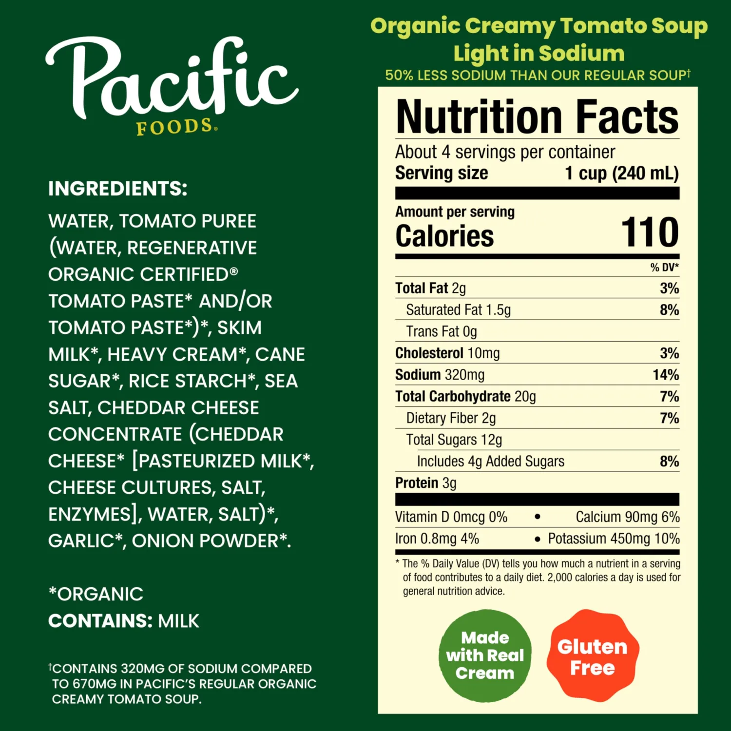 Pacific Foods Light in Sodium Creamy Tomato Soup, 32 Oz