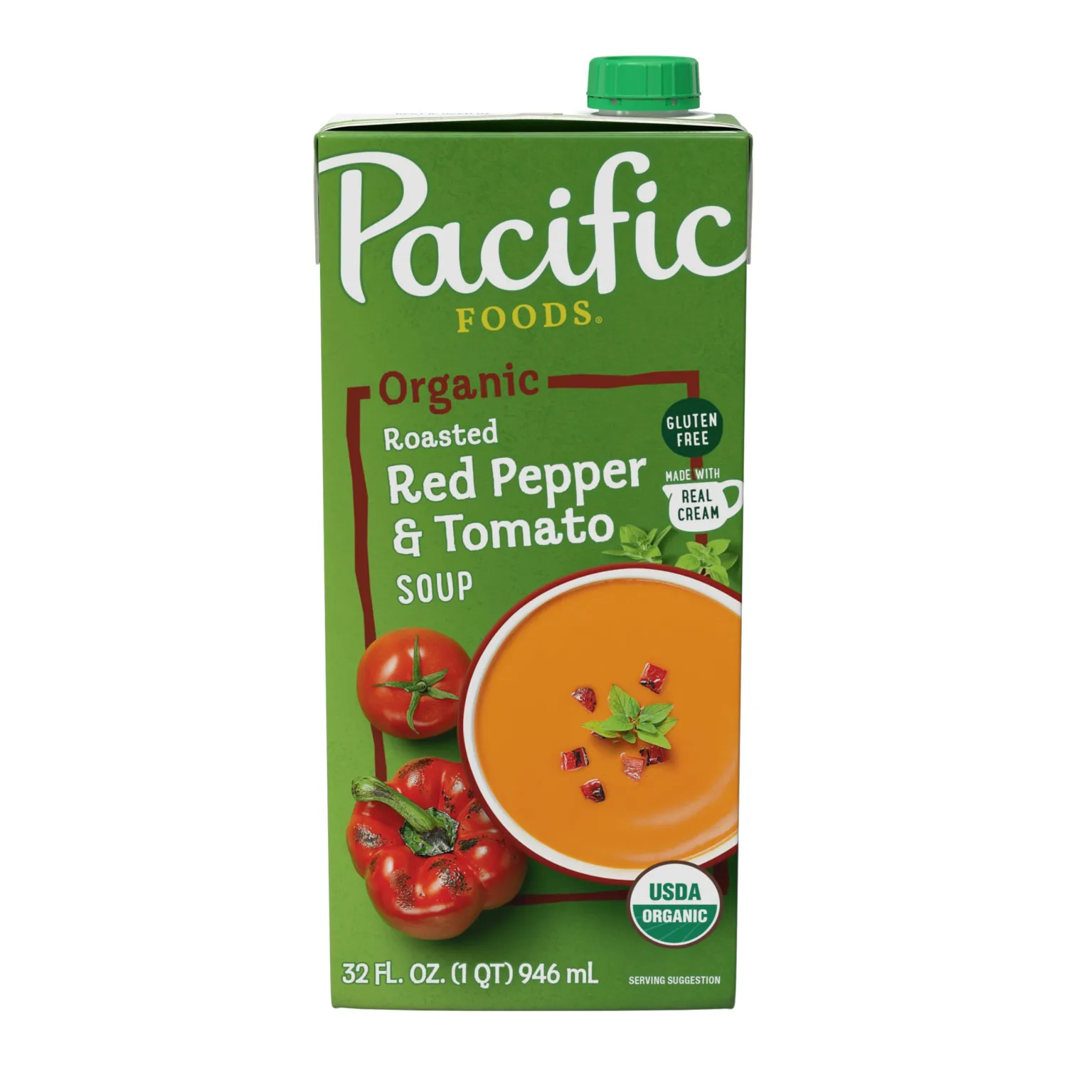 Pacific Foods Organic Roasted Red Pepper and Tomato Soup, 32 Oz