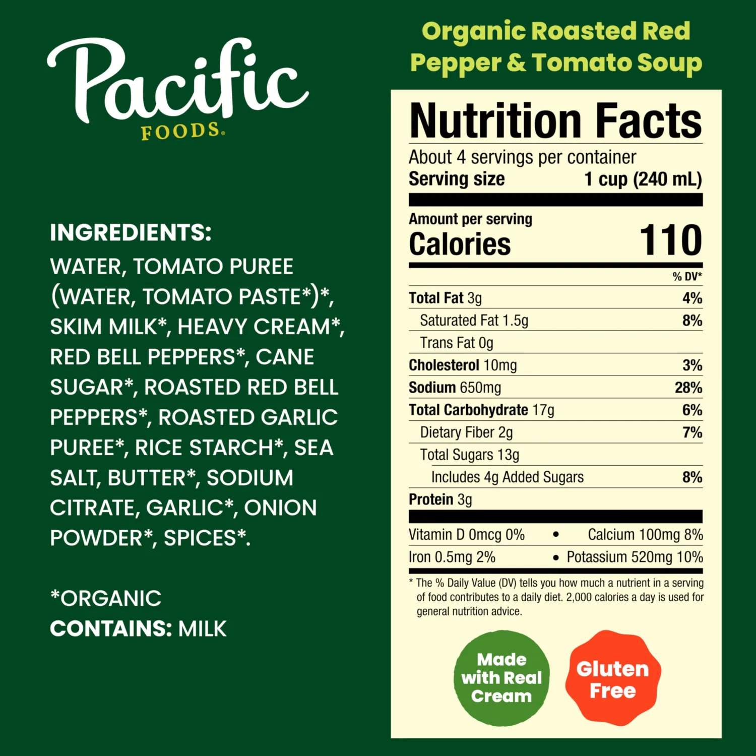 Pacific Foods Organic Roasted Red Pepper and Tomato Soup, 32 Oz