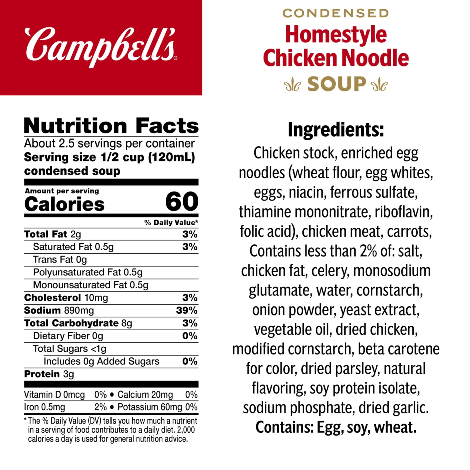 Campbell’s Condensed Homestyle Chicken Noodle Soup, 10.5 oz Can (Pack of 4)