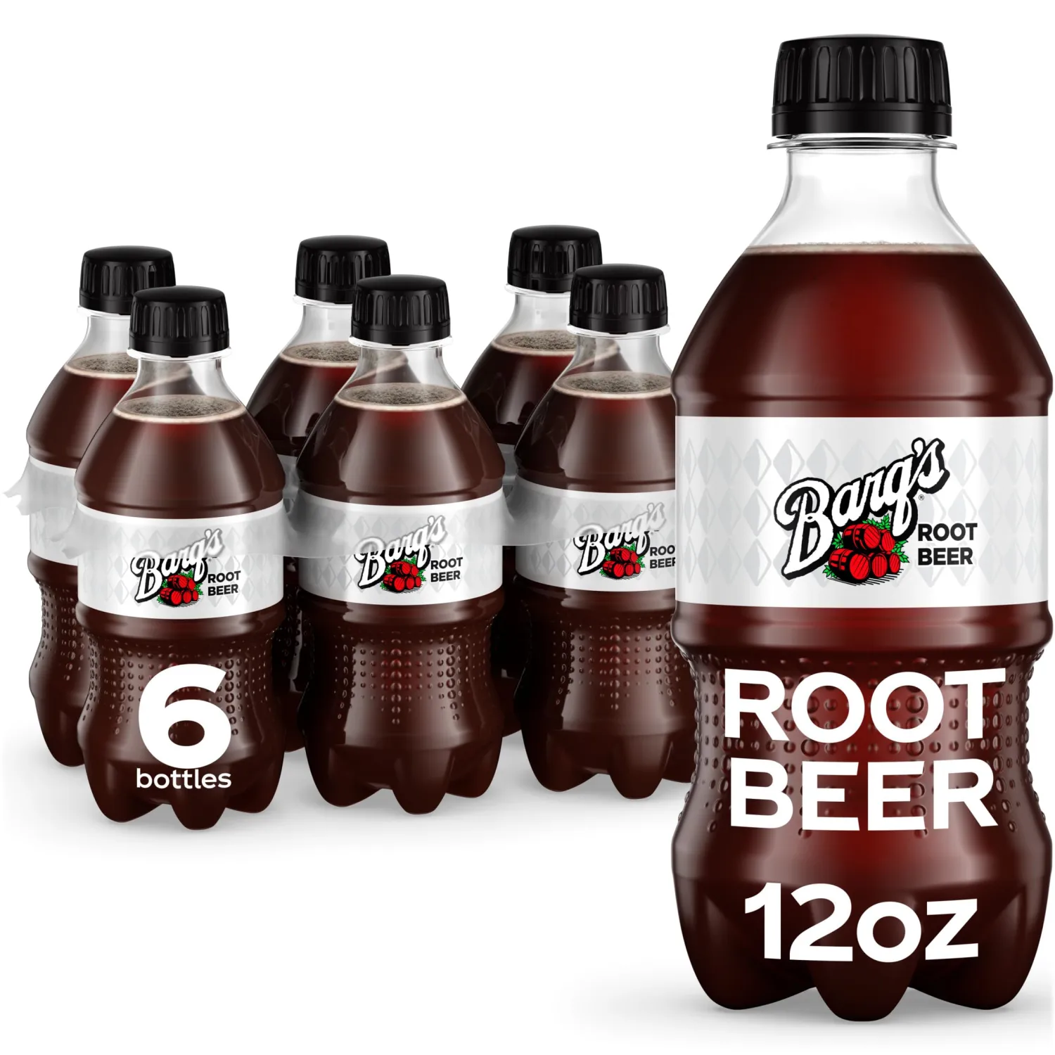 Barq's Root Beer Soda Soft Drink Bottles, 12 fl oz, 6 Pack | Carbonated, old-fashioned, sarsaparilla-style