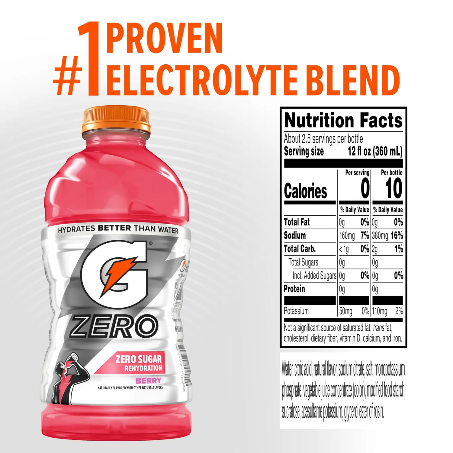 Gatorade G Zero Berry Thirst Quencher, 28 Fl Oz Bottle