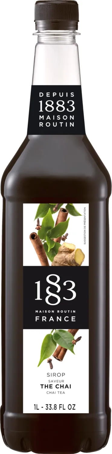 1883 Chai Tea Syrup for Coffee & Drinks, Made in France, 1 Liter Plastic Bottle