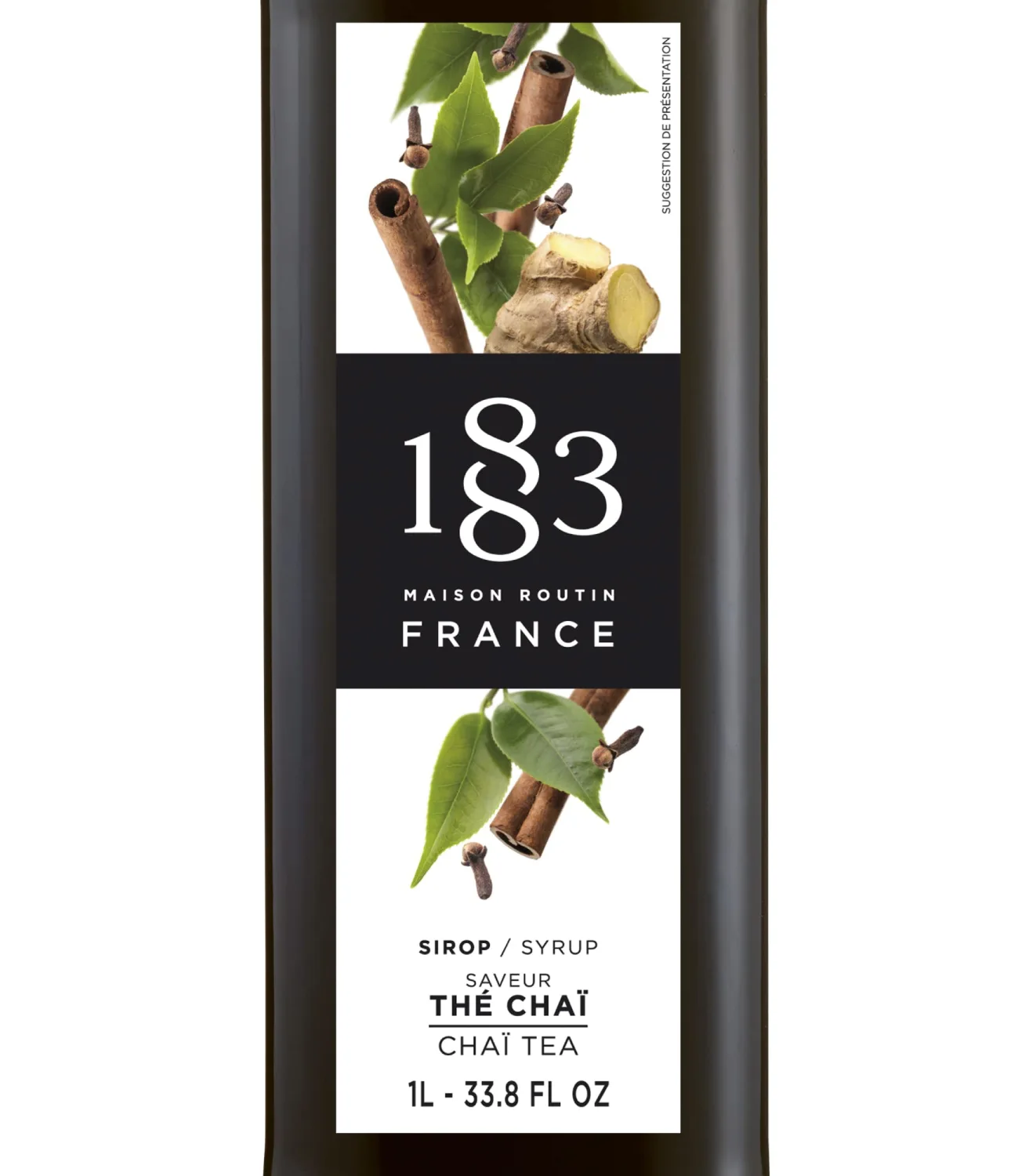 1883 Chai Tea Syrup for Coffee & Drinks, Made in France, 1 Liter Plastic Bottle