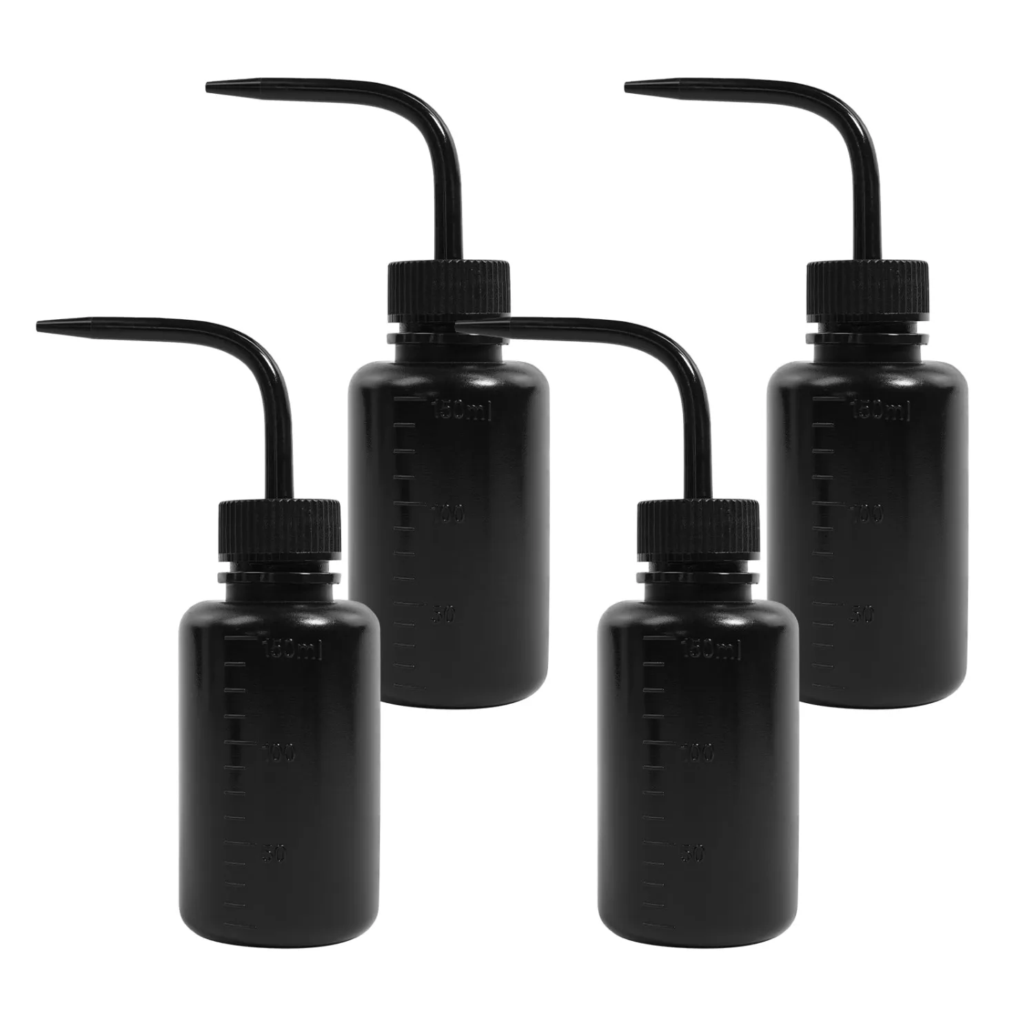 4 Packs Tattoo Wash Bottle Water Squirt Squeeze Diffuser Bottles (Black, 150ml)