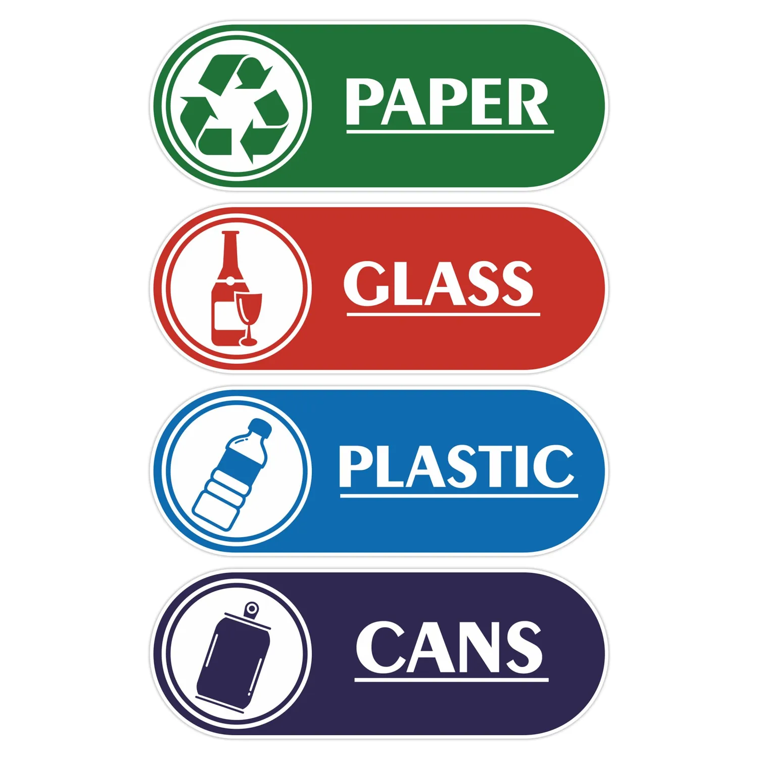4PCS Recycle Stickers for Trash Bins,Self-adhesive Waterproof Trash Recycle Stickers, Recycling Labels for Trash Can, Home, Office, Apartment, Hotel, School and Public Area