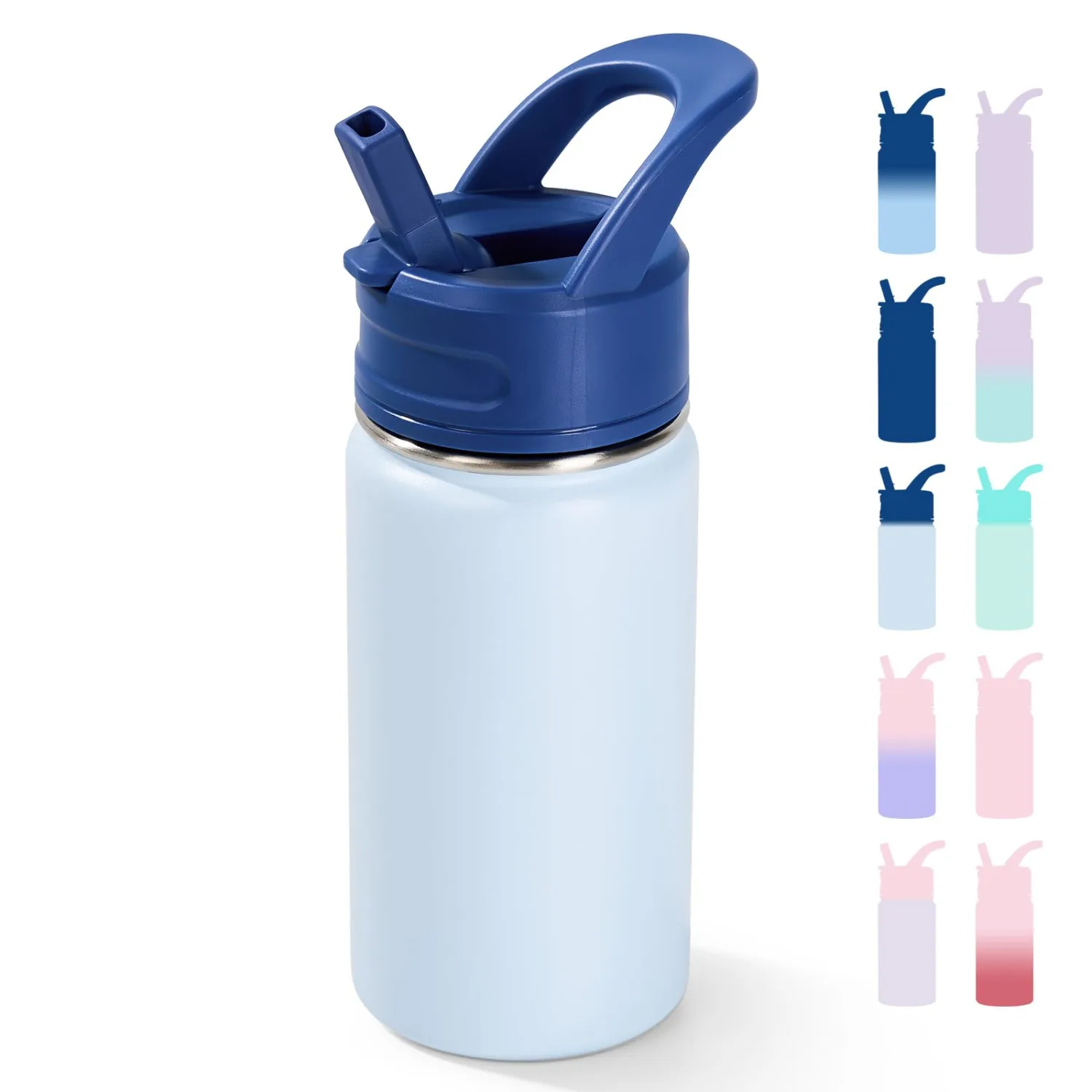 Fijinhom 12oz Kids Water Bottle for School, Toddler Bottles with Straws, Stainless Steel Vacuum Insulated Water Bottle for Boys&Girls, Leak-Proof, BPA-Free, Hope