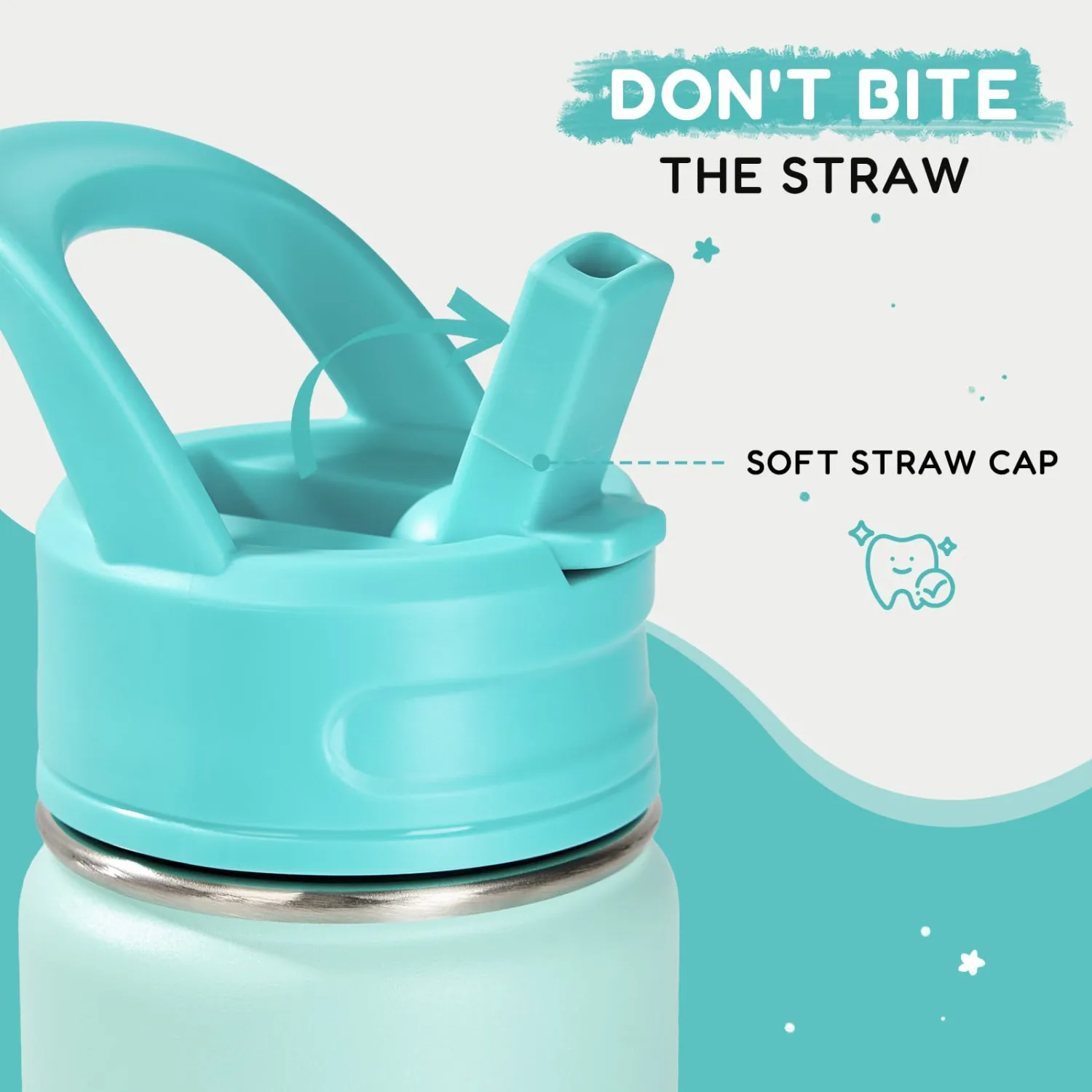 Fijinhom 12oz Kids Water Bottle for School, Toddler Bottles with Straws, Stainless Steel Vacuum Insulated Water Bottle for Boys&Girls, Leak-Proof, BPA-Free, Serenity