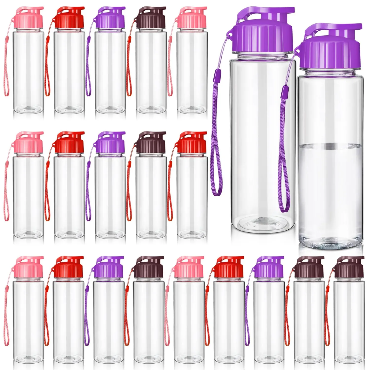 Mifoci 20 Pieces Water Bottle Bulk 17 oz Plastic Water Bottles Bulk Gym Sports Adults Reusable Large Bottles with Leak Proof Flip Top for Party Outdoor (Vibrant Color)